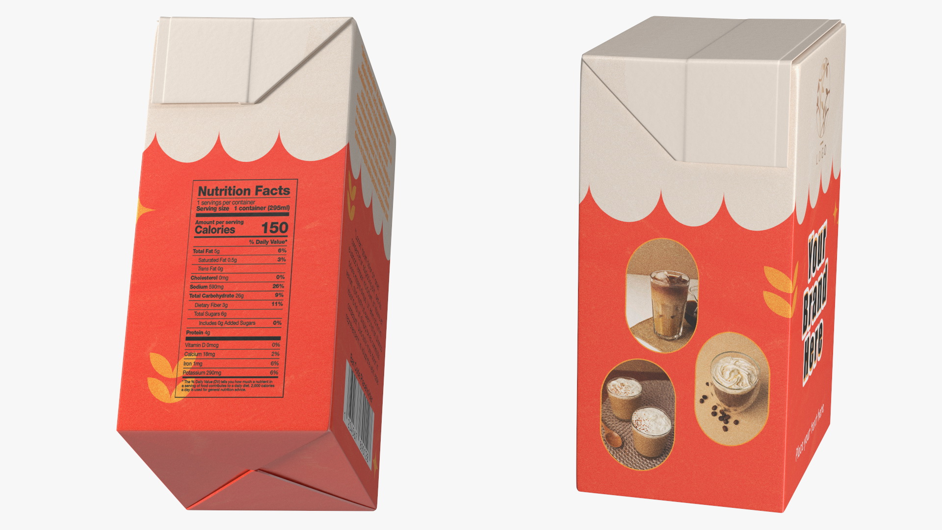 3D model Rectangular Aseptic Carton Package Mockup Red