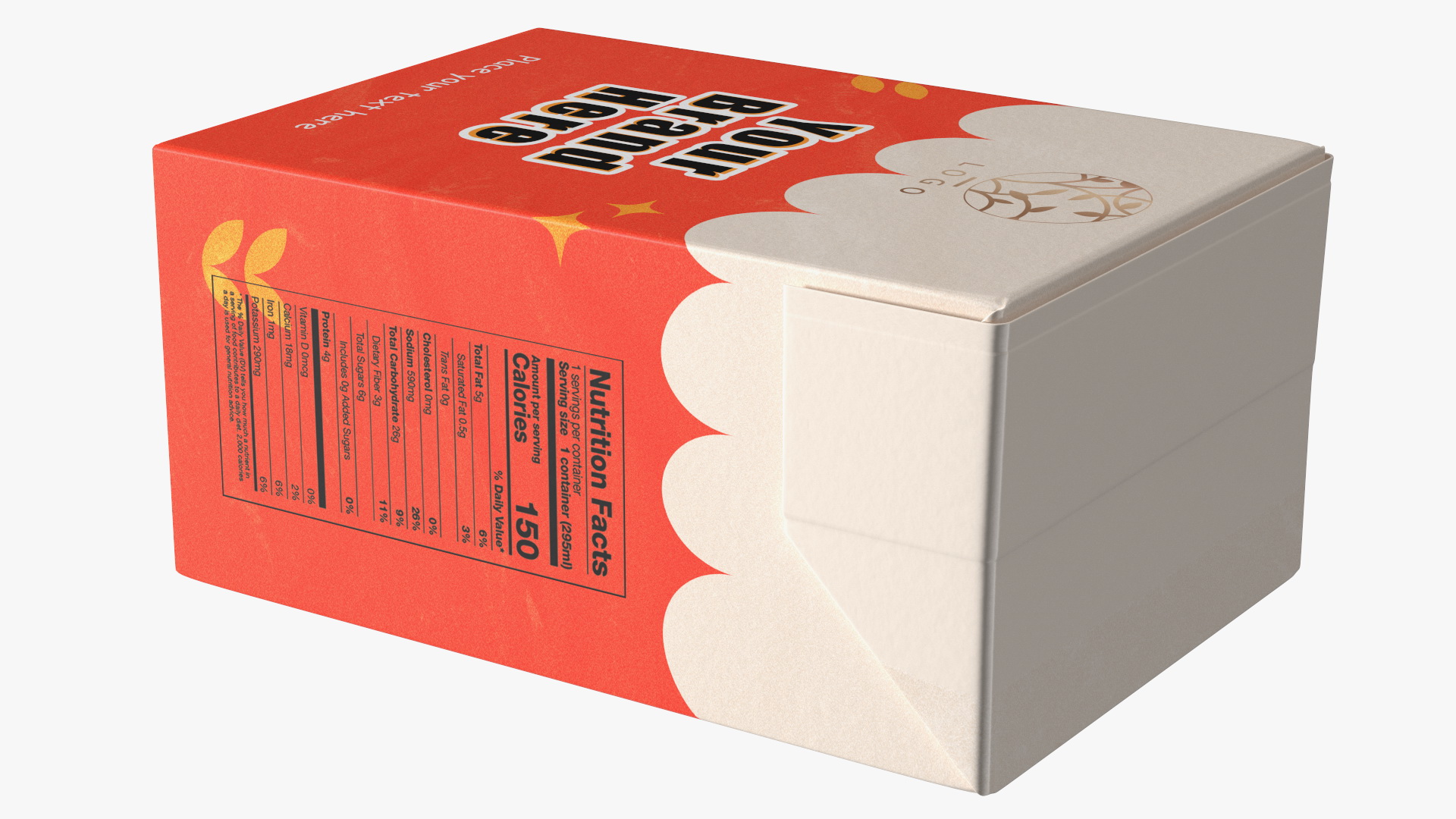 3D model Rectangular Aseptic Carton Package Mockup Red