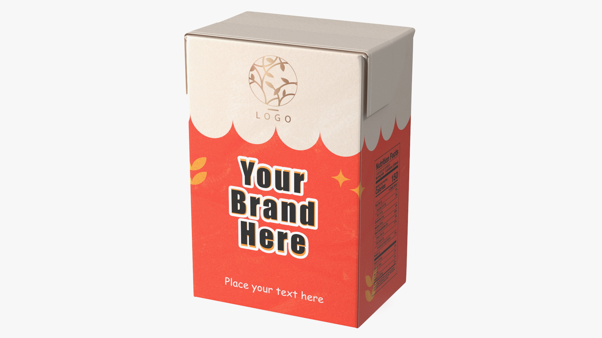 3D model Rectangular Aseptic Carton Package Mockup Red