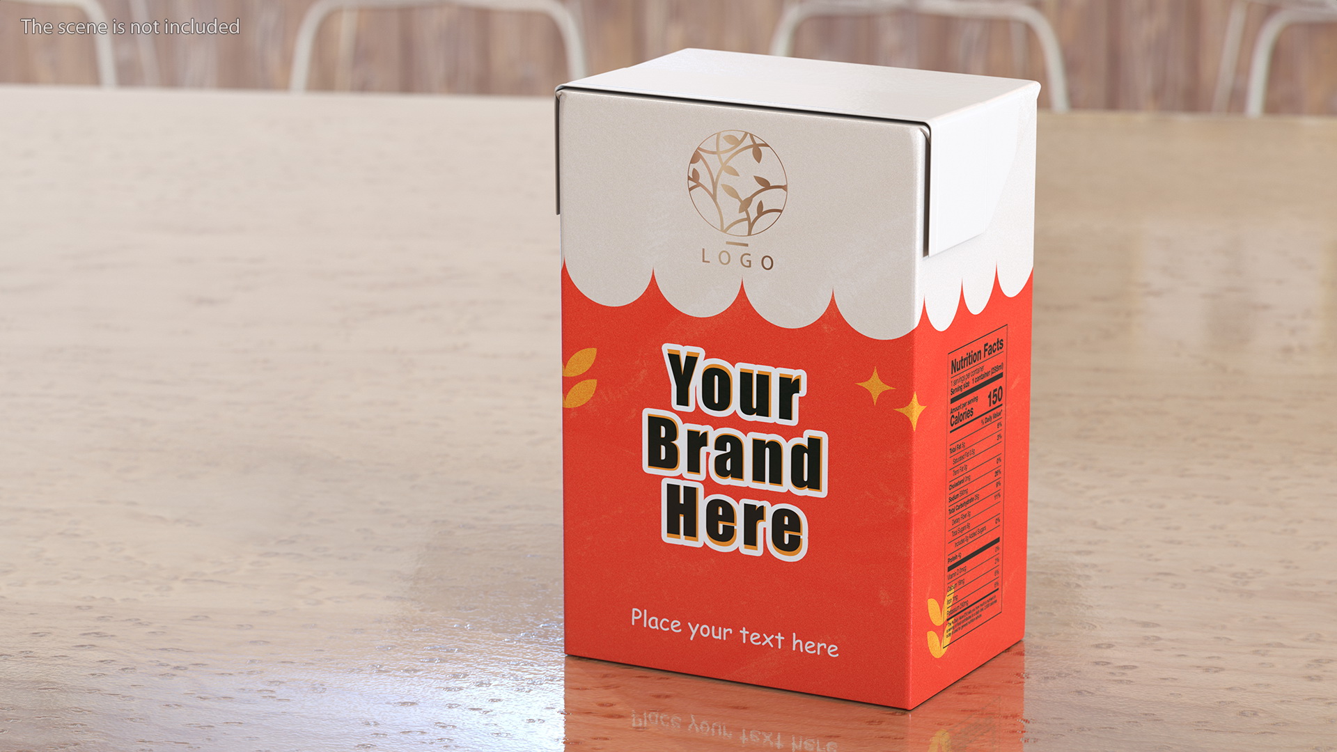 3D model Rectangular Aseptic Carton Package Mockup Red