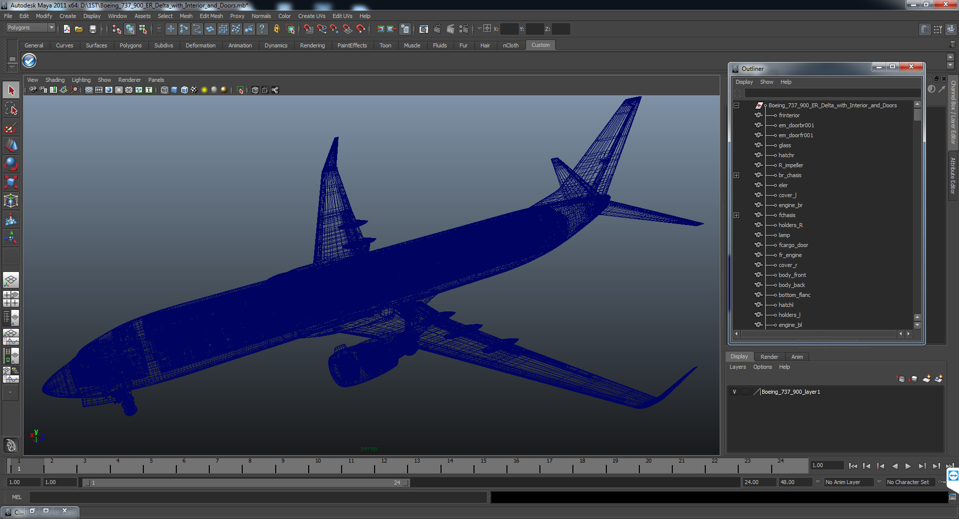 3D Boeing 737 900 ER Generic with Cabin