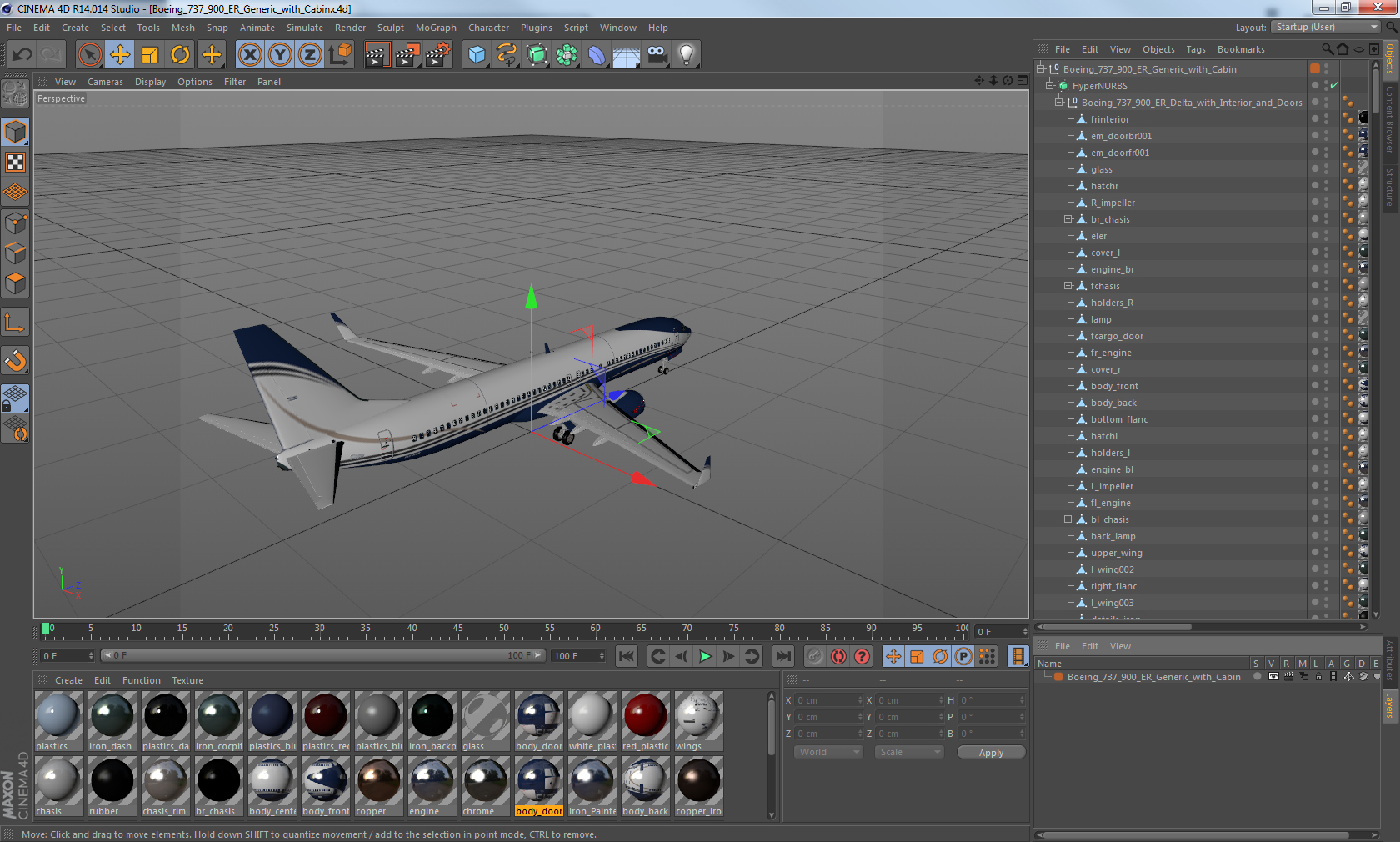 3D Boeing 737 900 ER Generic with Cabin