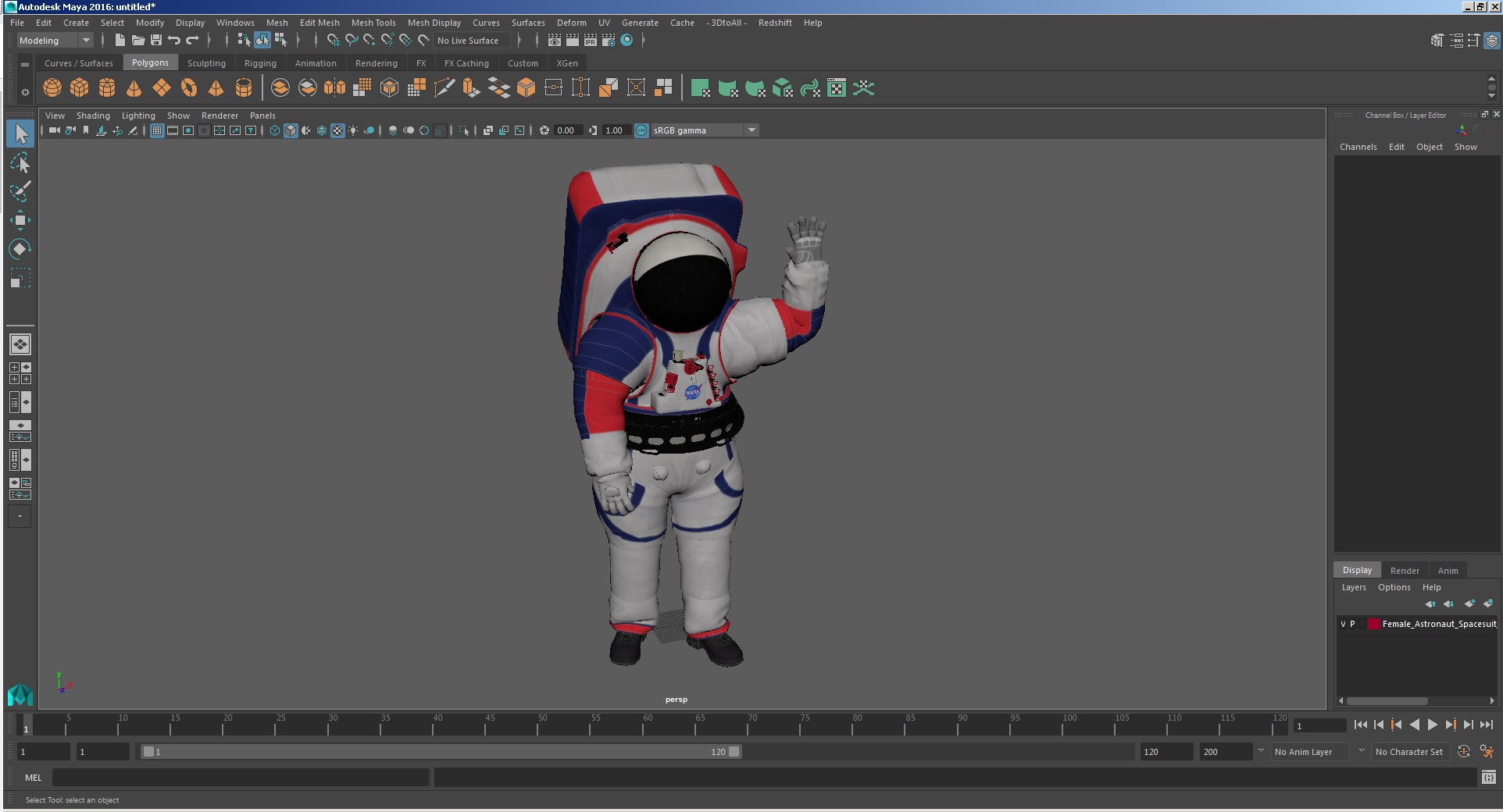 3D Female Astronaut Spacesuit NASA xEMU Greetings Pose