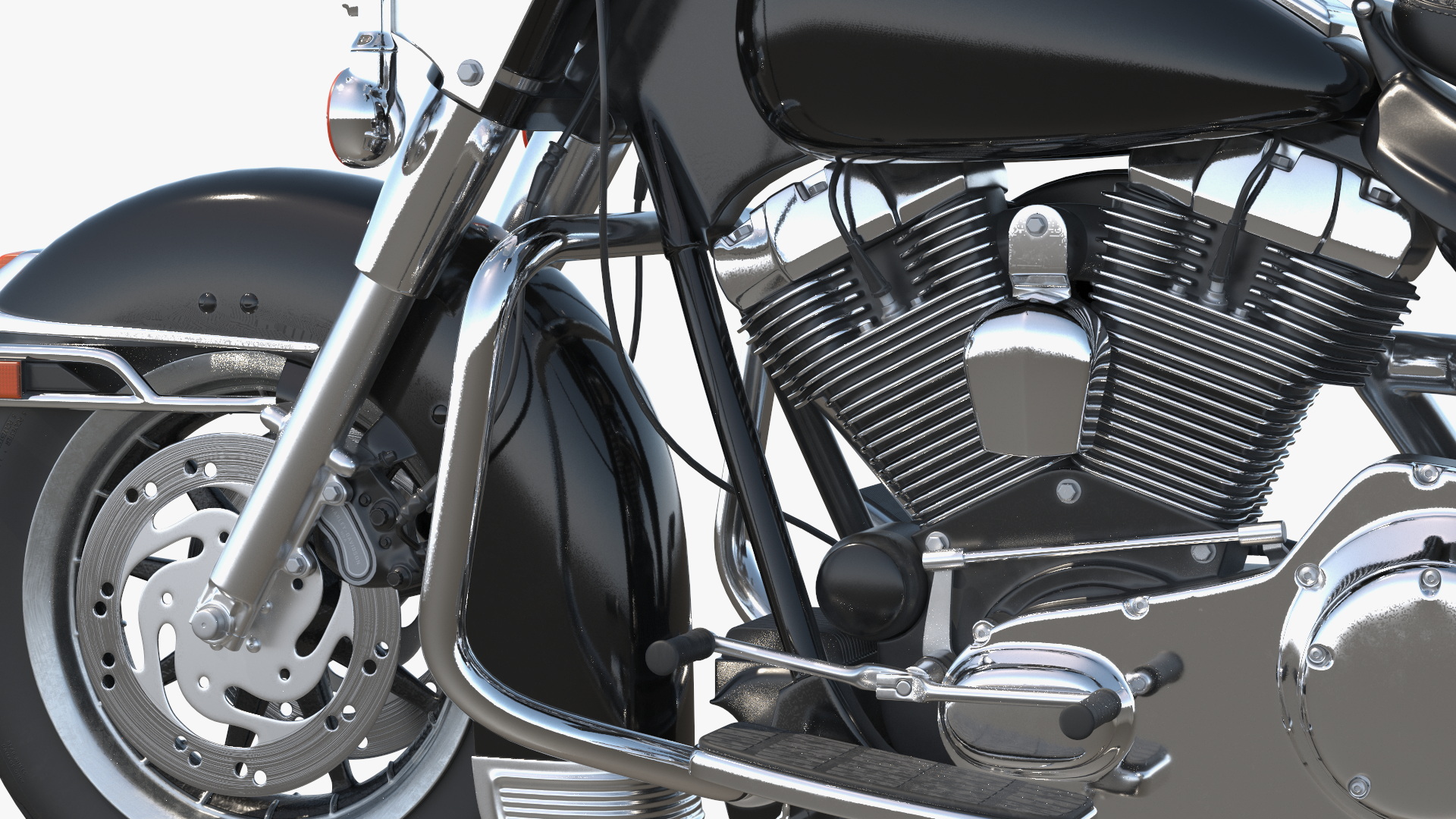 3D Classic Road King Motorcycle Black Rigged