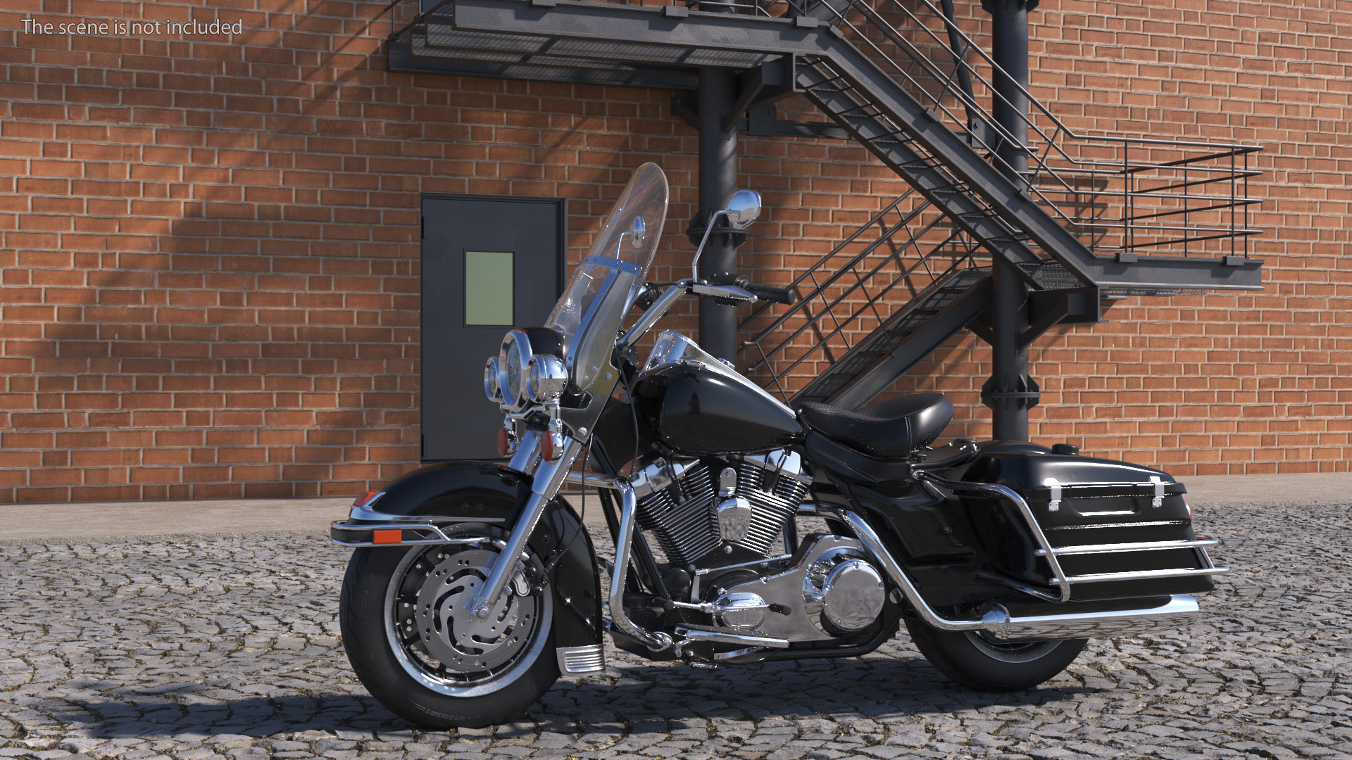 3D Classic Road King Motorcycle Black Rigged