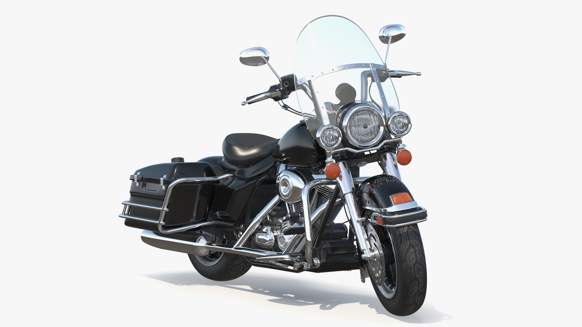 3D Classic Road King Motorcycle Black Rigged