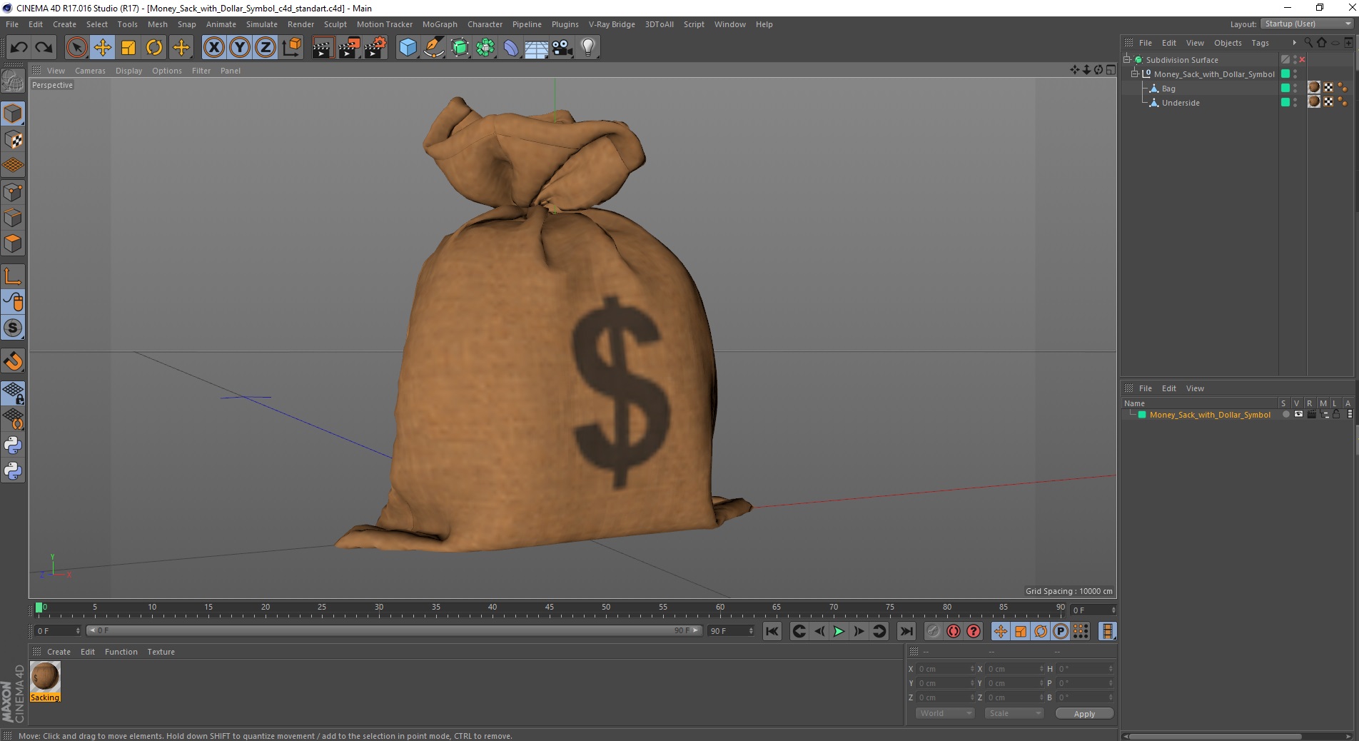 Money Sack with Dollar Symbol 3D model