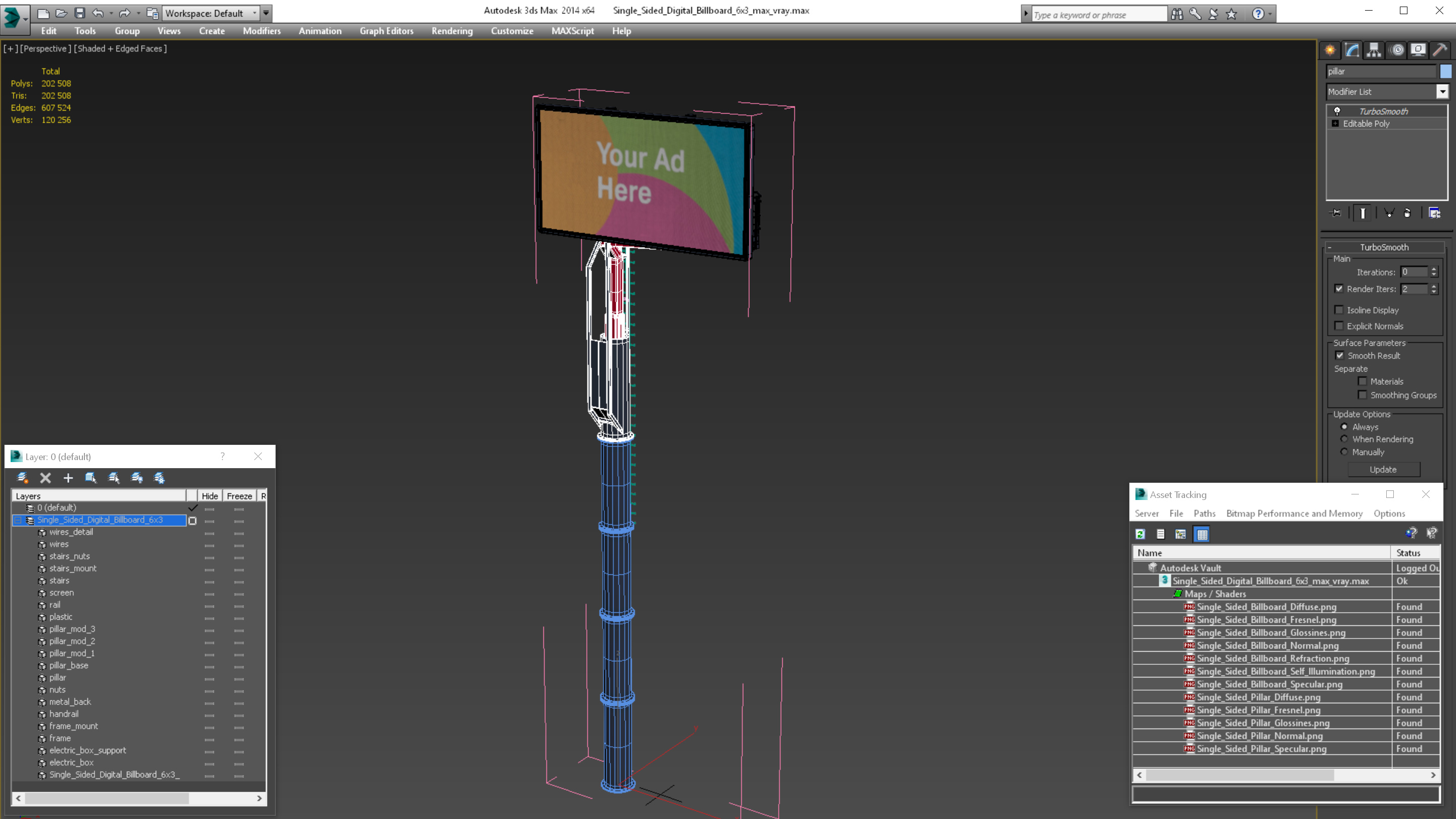 Single Sided Digital Billboard 6x3 3D model