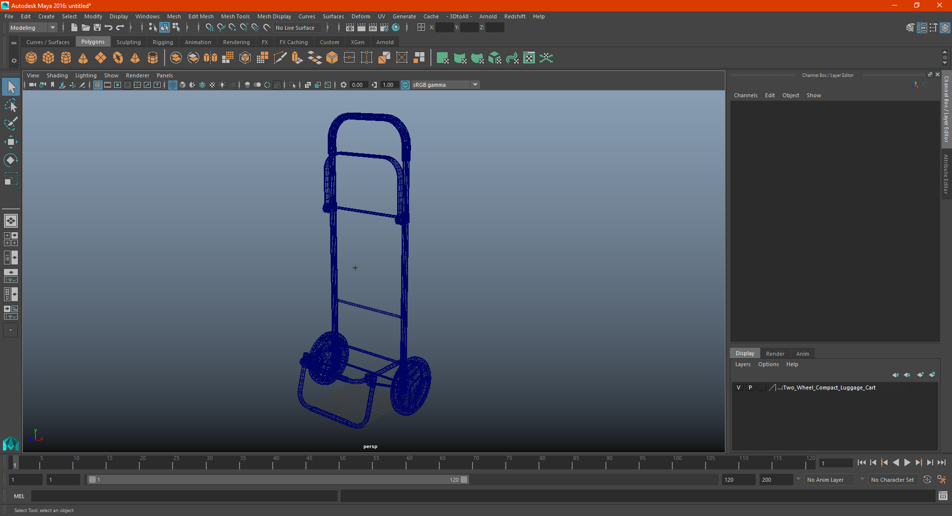 3D model Two Wheel Compact Luggage Cart