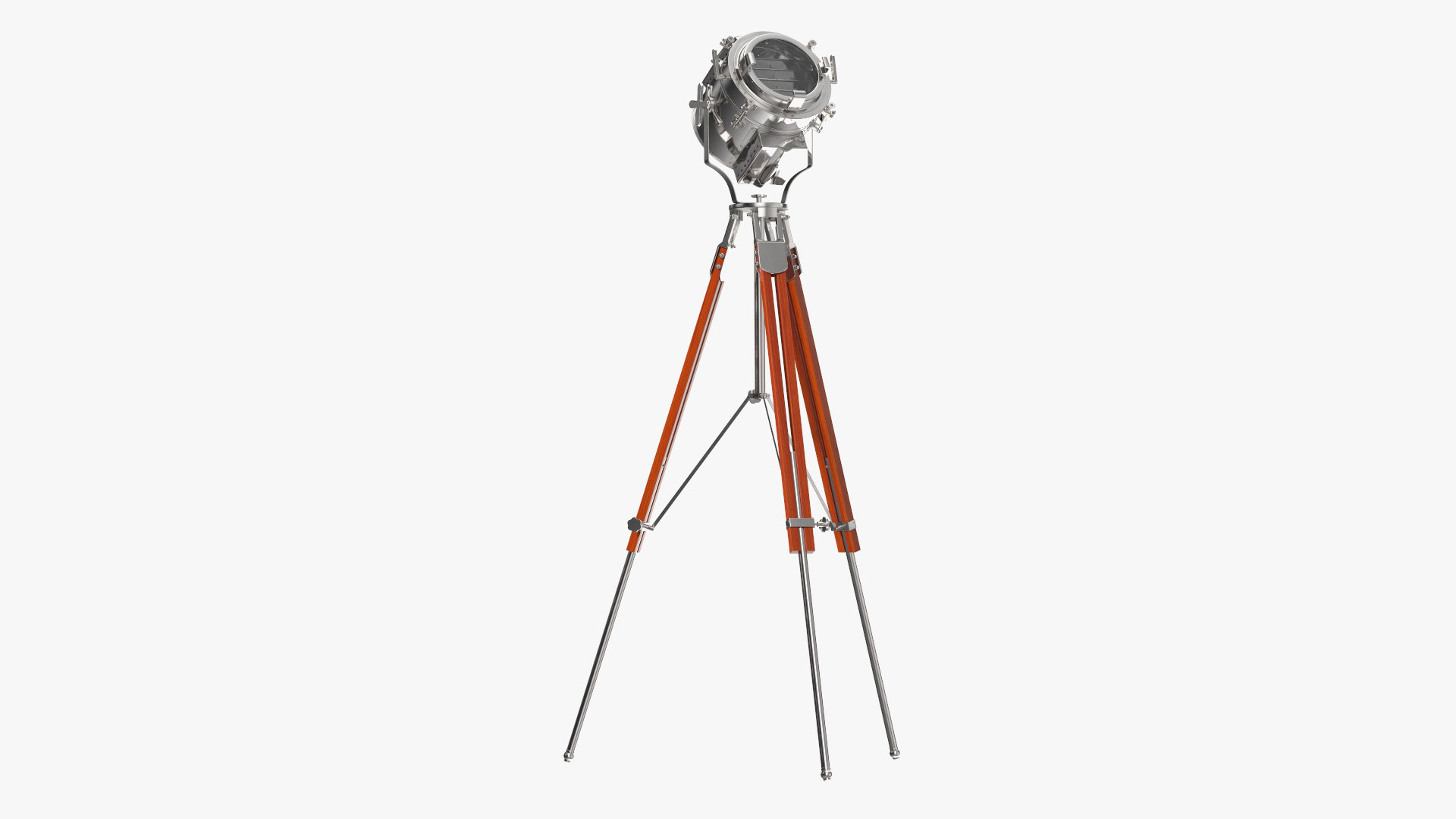 Retro Searchlight Lamp Wooden Tripod Rigged for Maya 3D