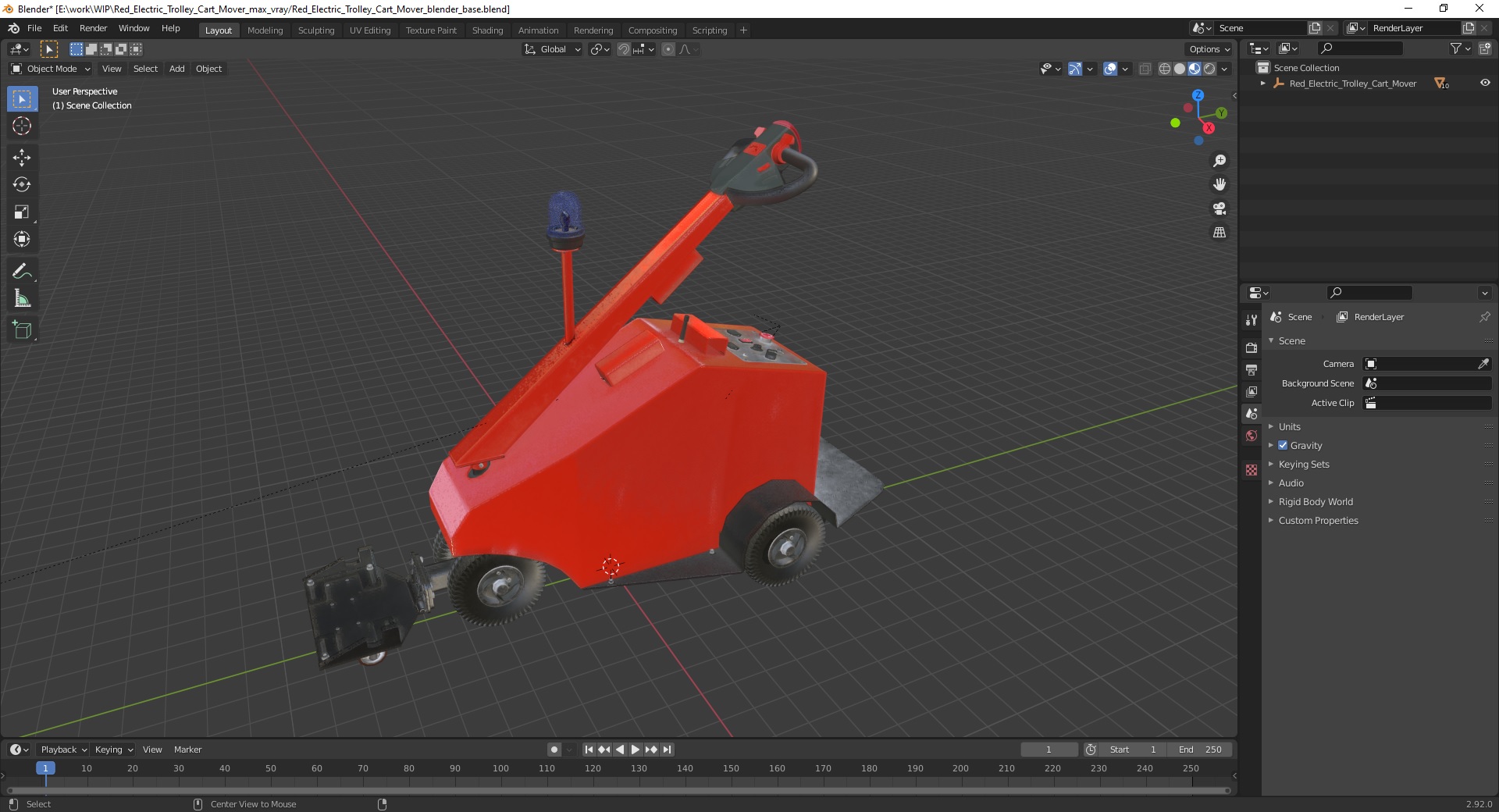 3D Red Electric Trolley Cart Mover