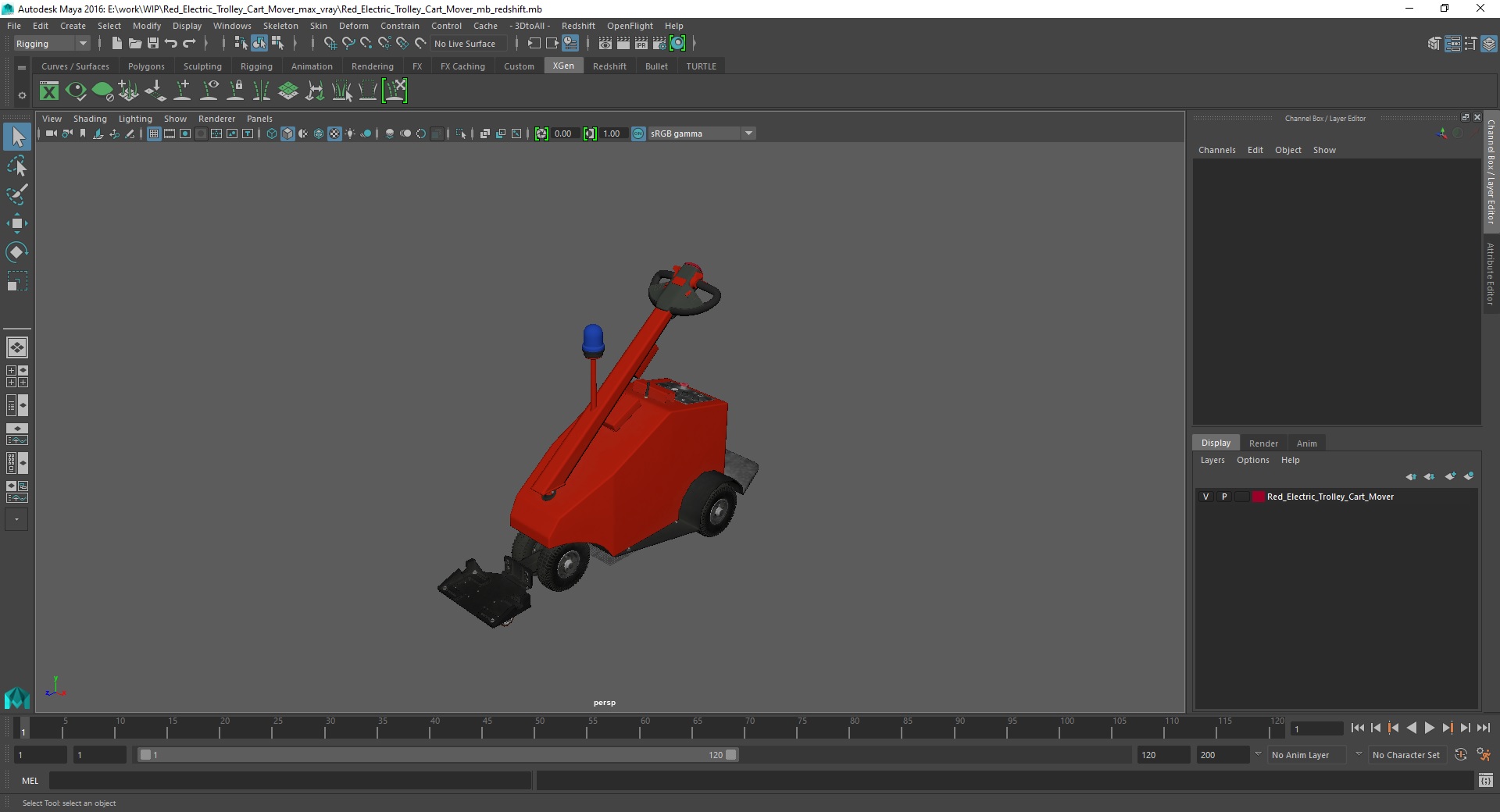 3D Red Electric Trolley Cart Mover