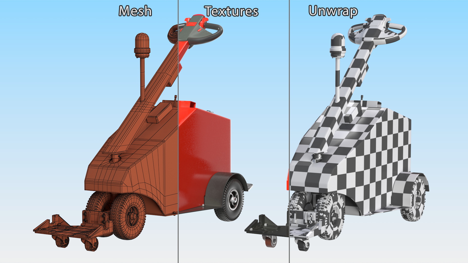 3D Red Electric Trolley Cart Mover