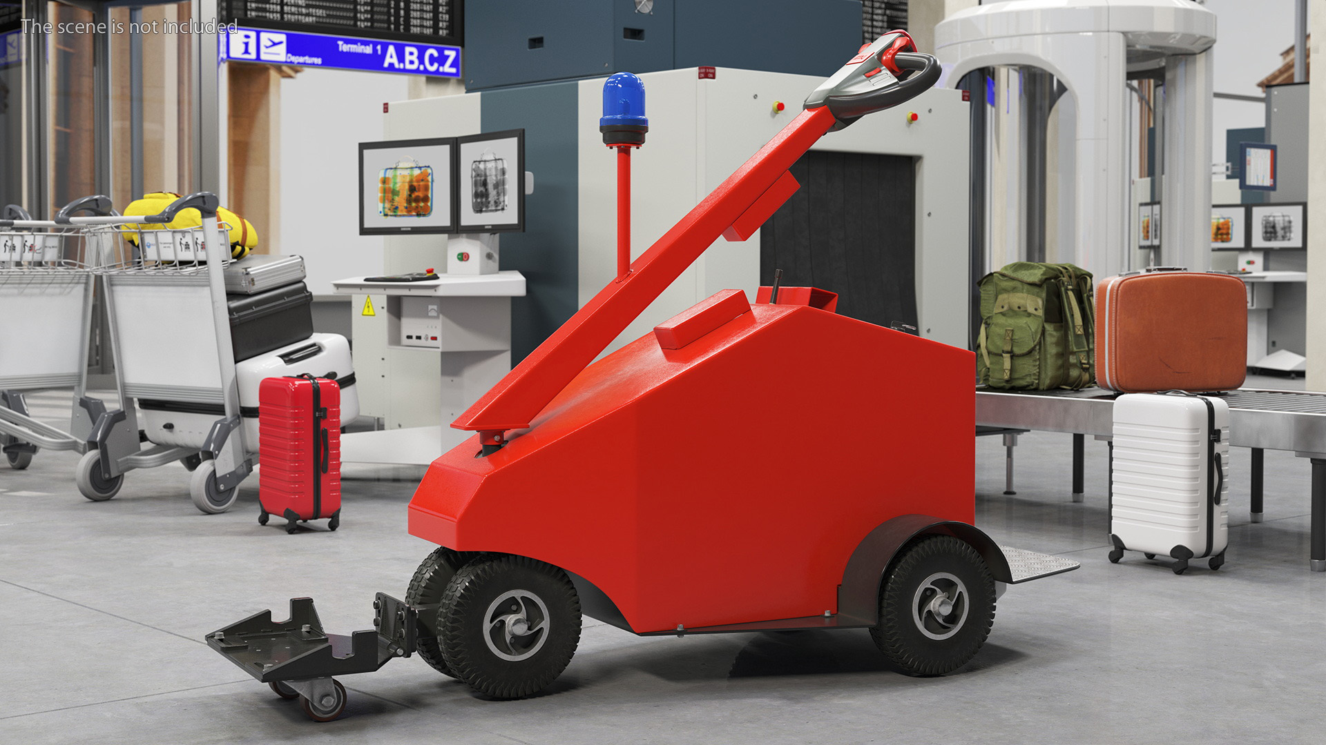 3D Red Electric Trolley Cart Mover