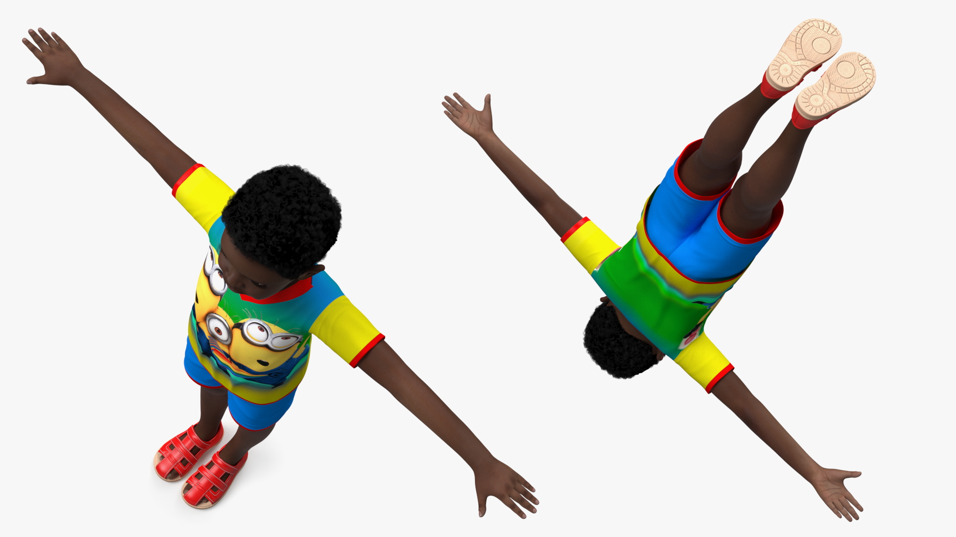 3D Black Child Boy Rigged for Modo