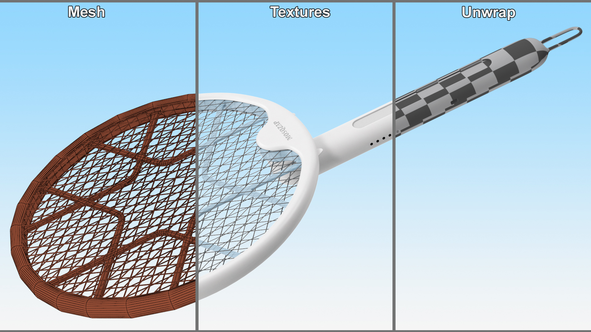 Mosqzap Foldable Bug Zapper Racket 3D model