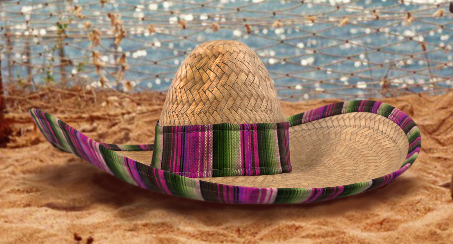 Mexican Straw Sombrero 3D