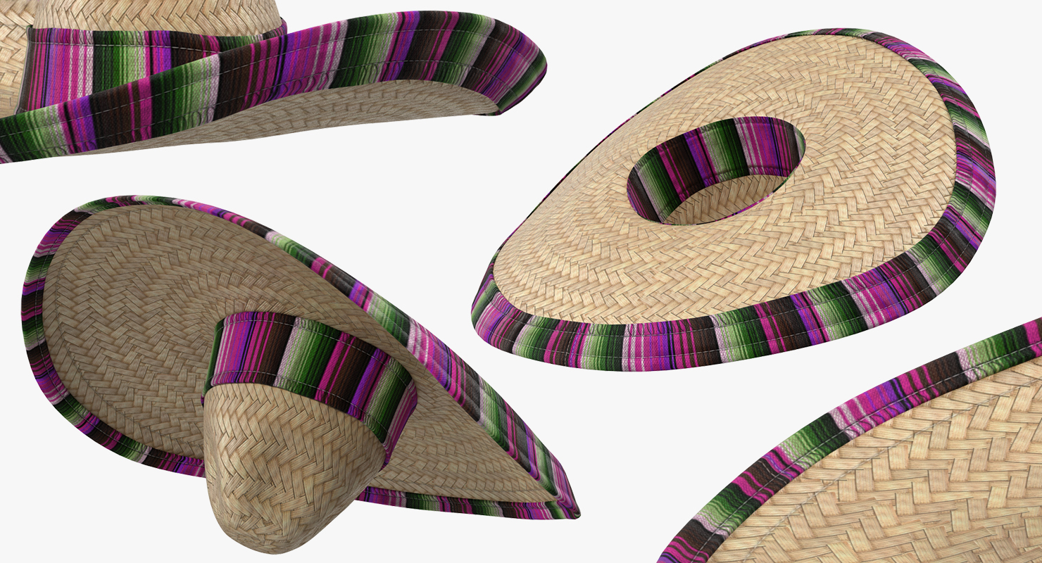 Mexican Straw Sombrero 3D