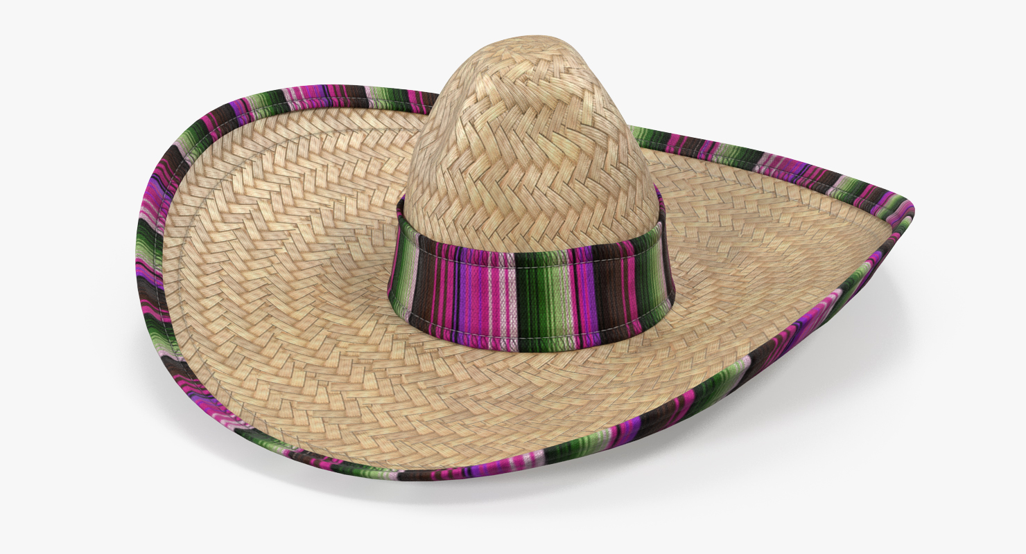 Mexican Straw Sombrero 3D