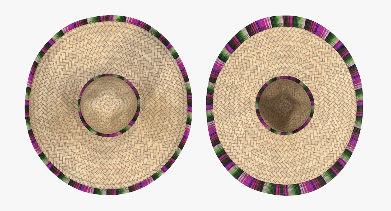 Mexican Straw Sombrero 3D