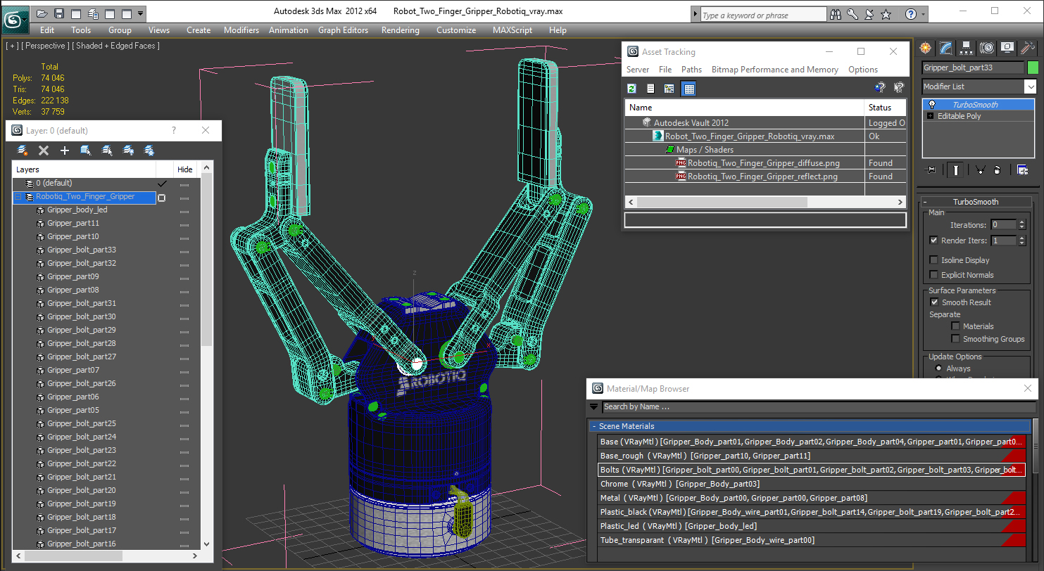 Robot Two Finger Gripper Robotic 3D