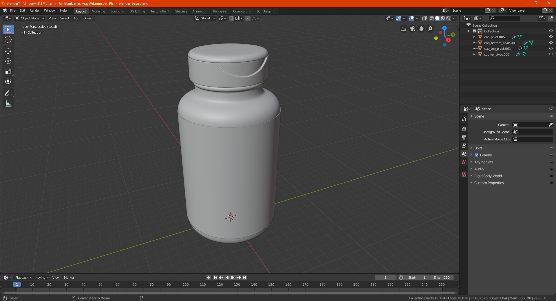 Vitamin Jar Blank 3D