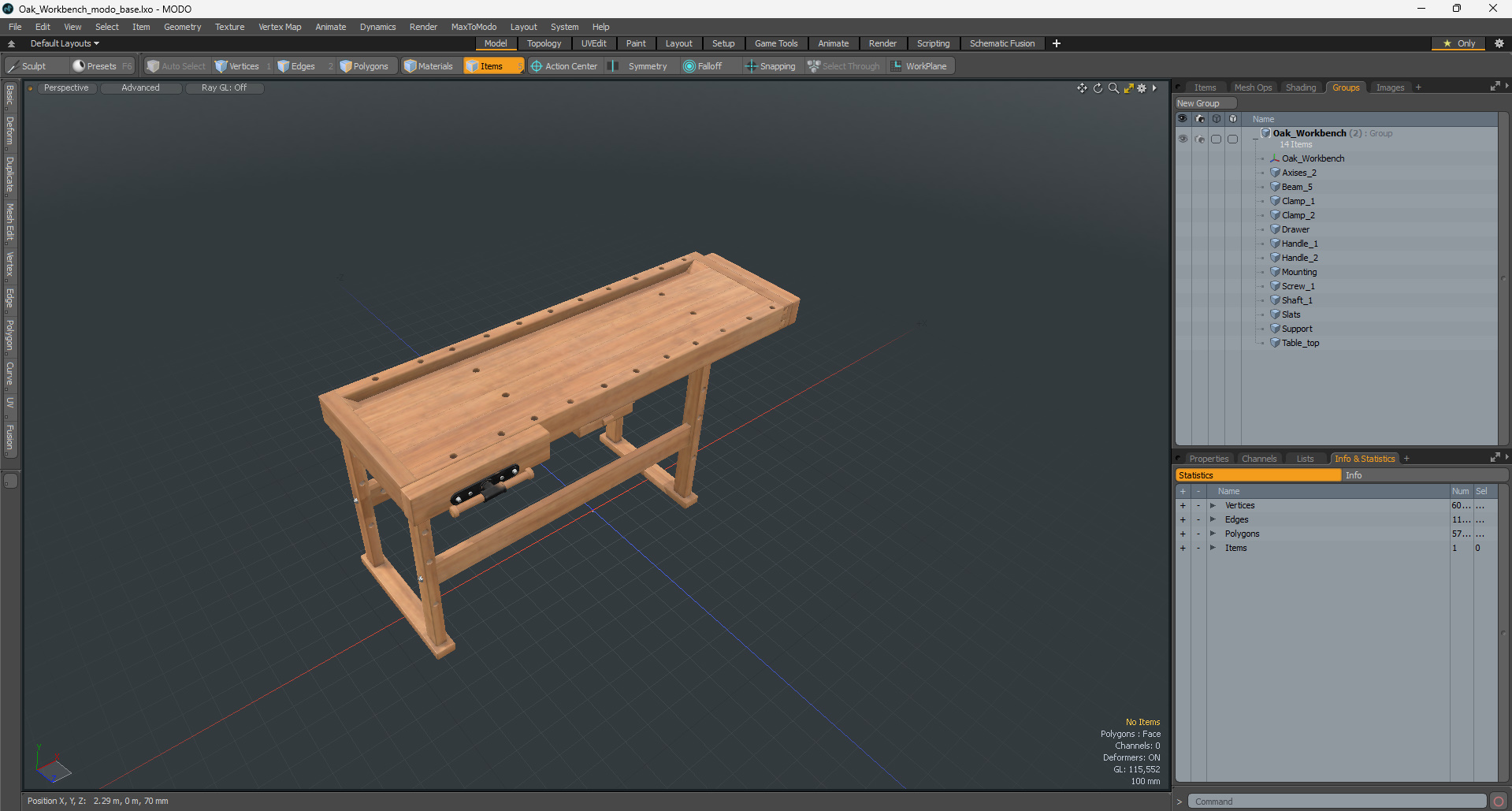 3D Oak Workbench model