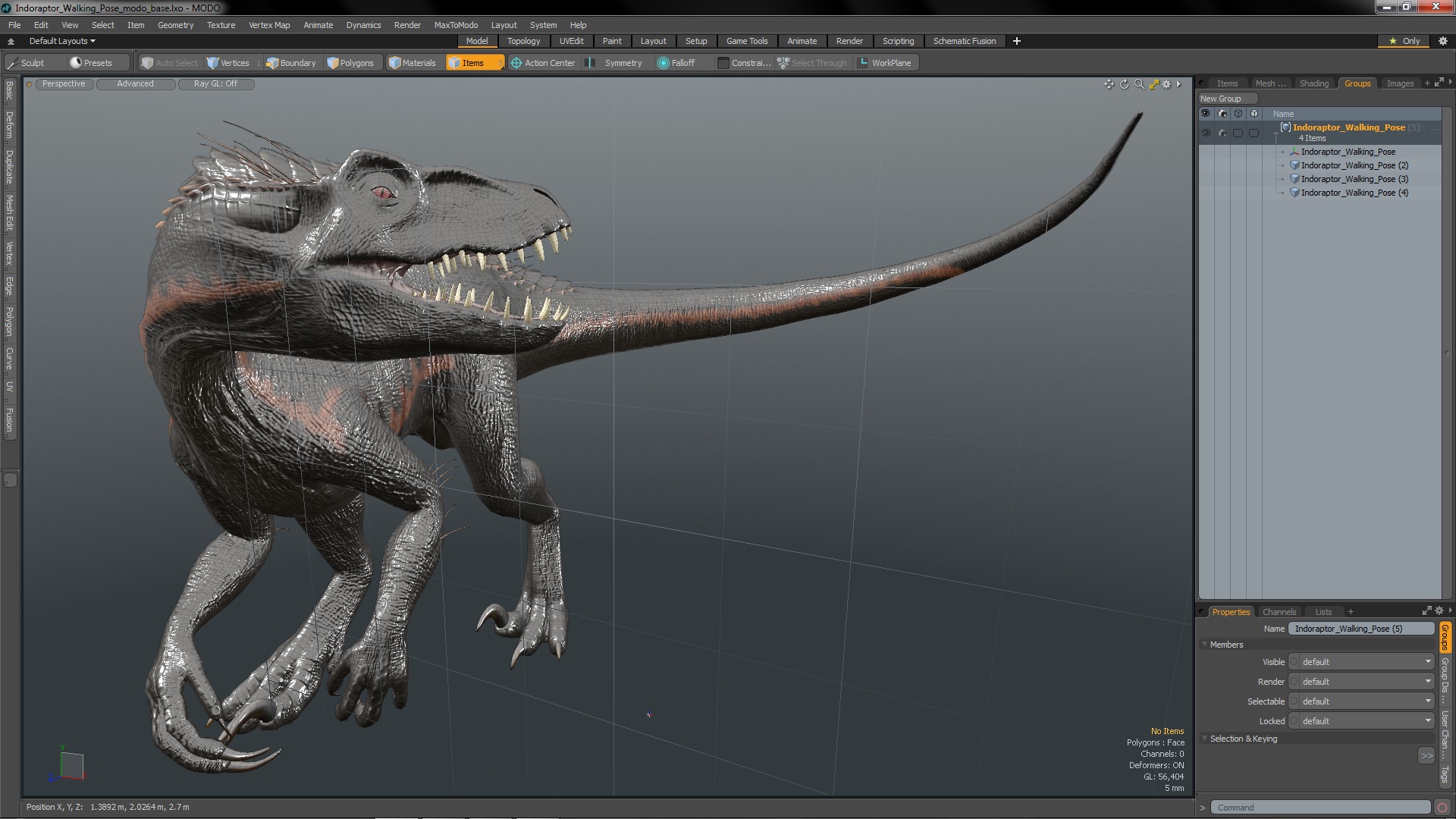 3D Indoraptor Walking Pose model