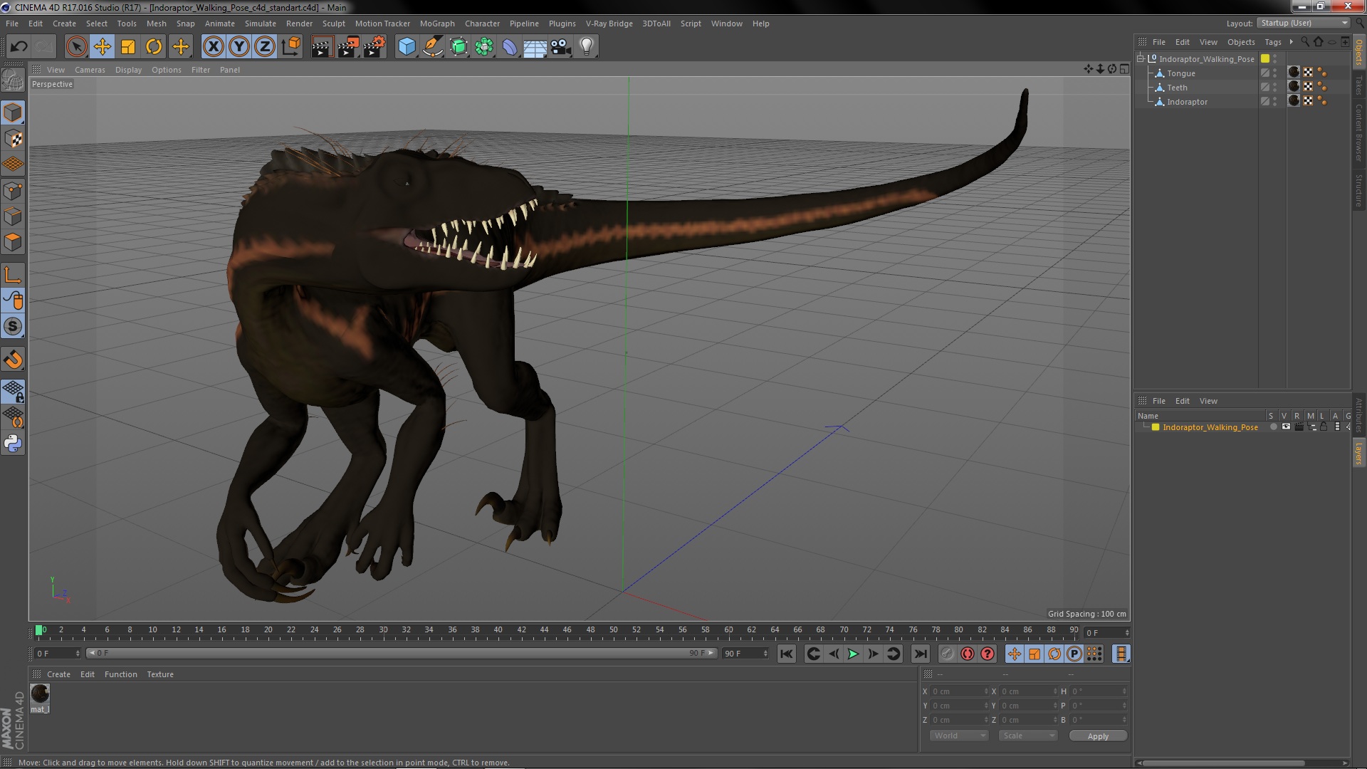 3D Indoraptor Walking Pose model