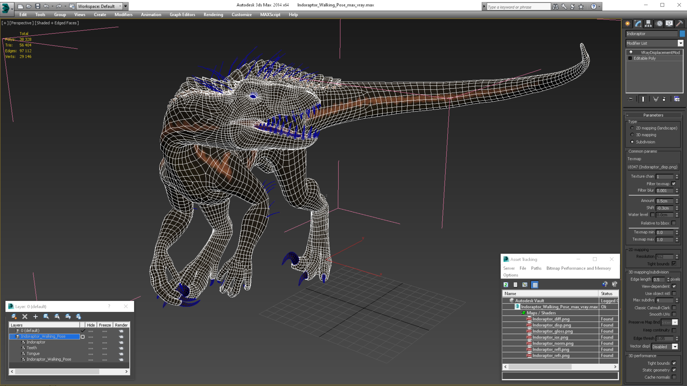 3D Indoraptor Walking Pose model