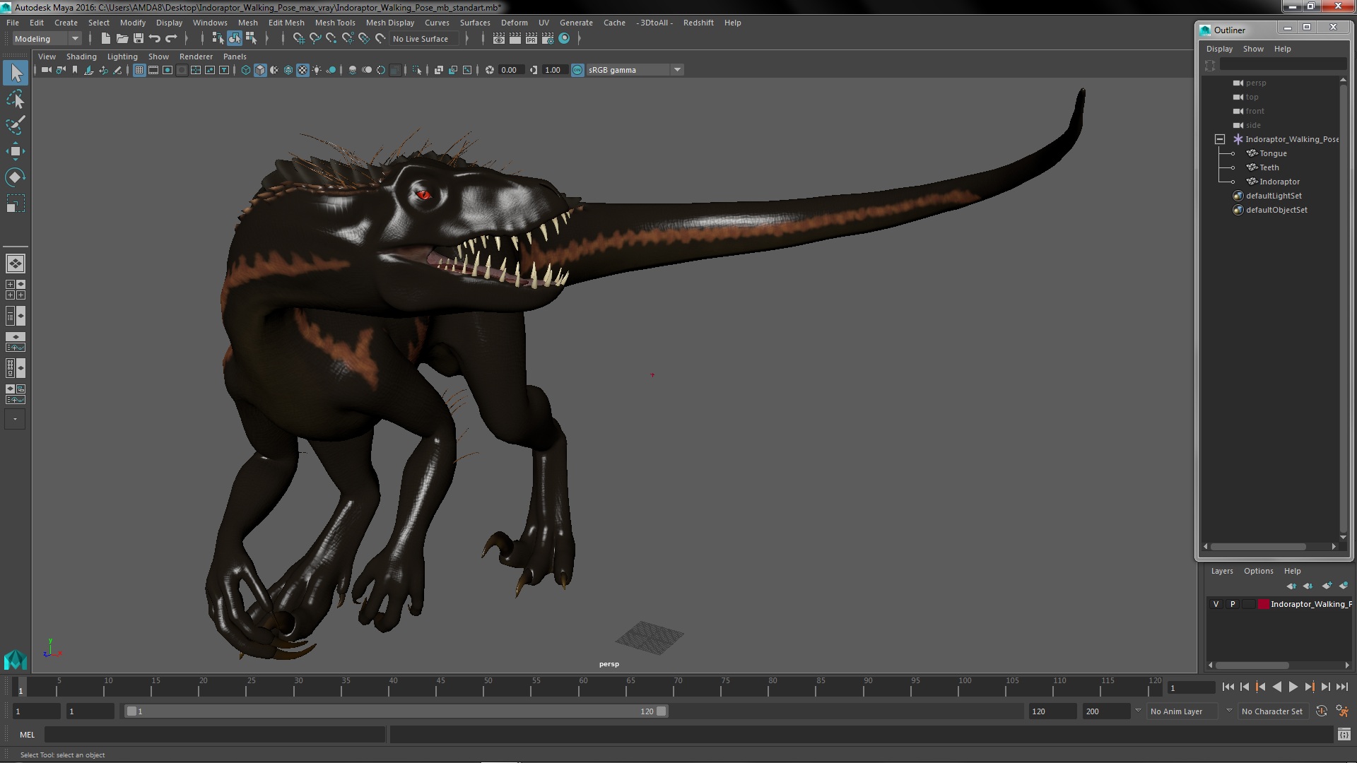 3D Indoraptor Walking Pose model