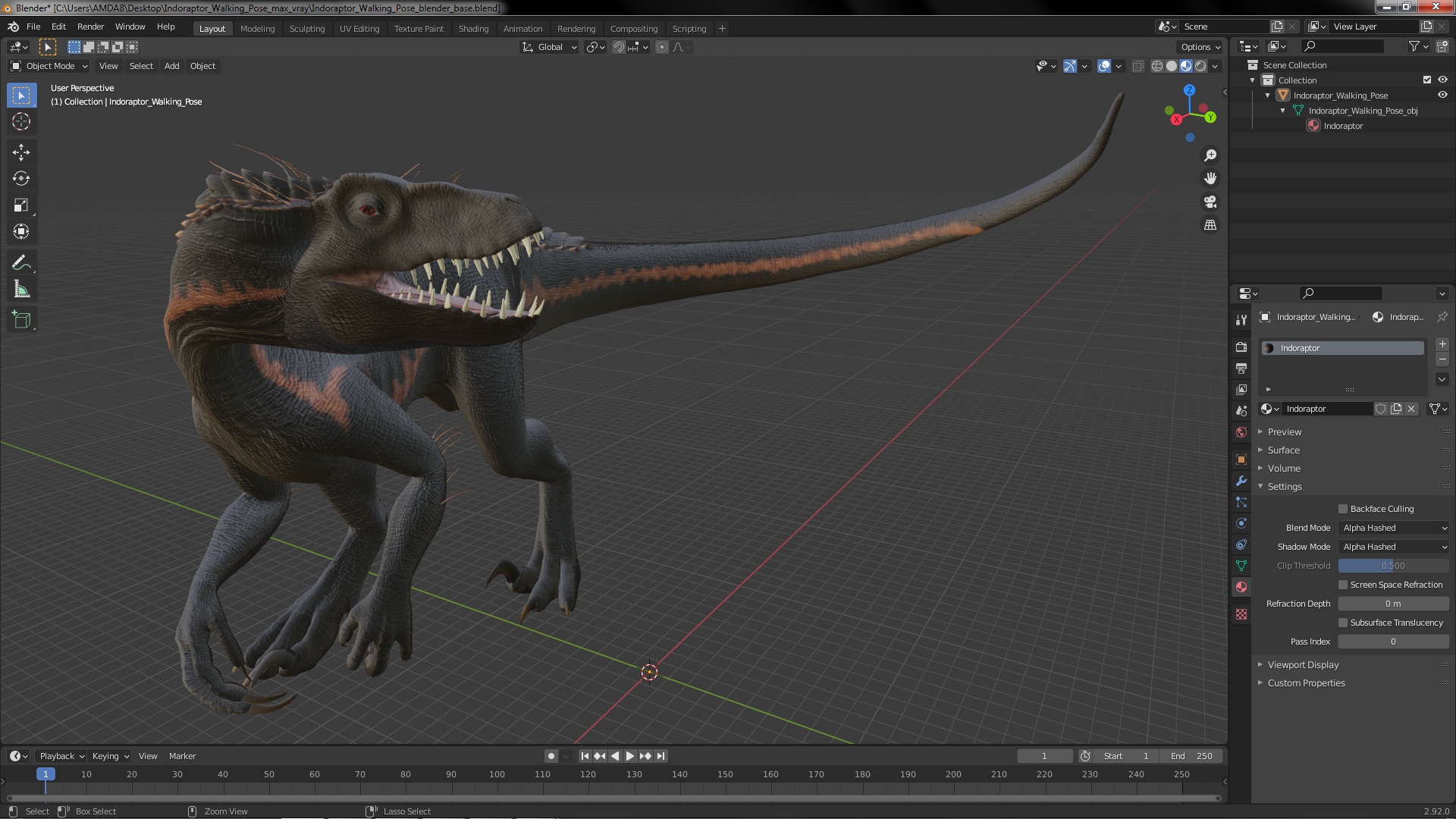 3D Indoraptor Walking Pose model