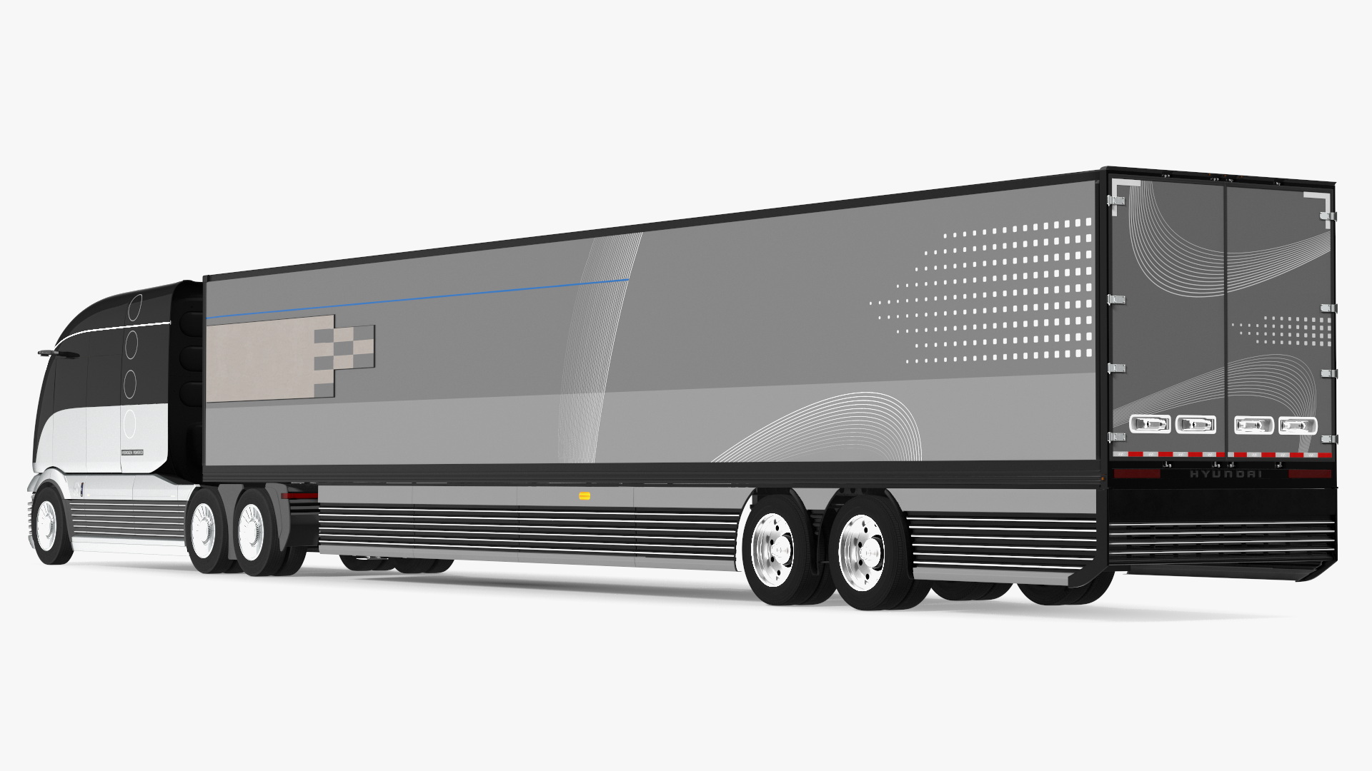 3D Futuristic Hydrogen Concept Semi Truck with Trailer