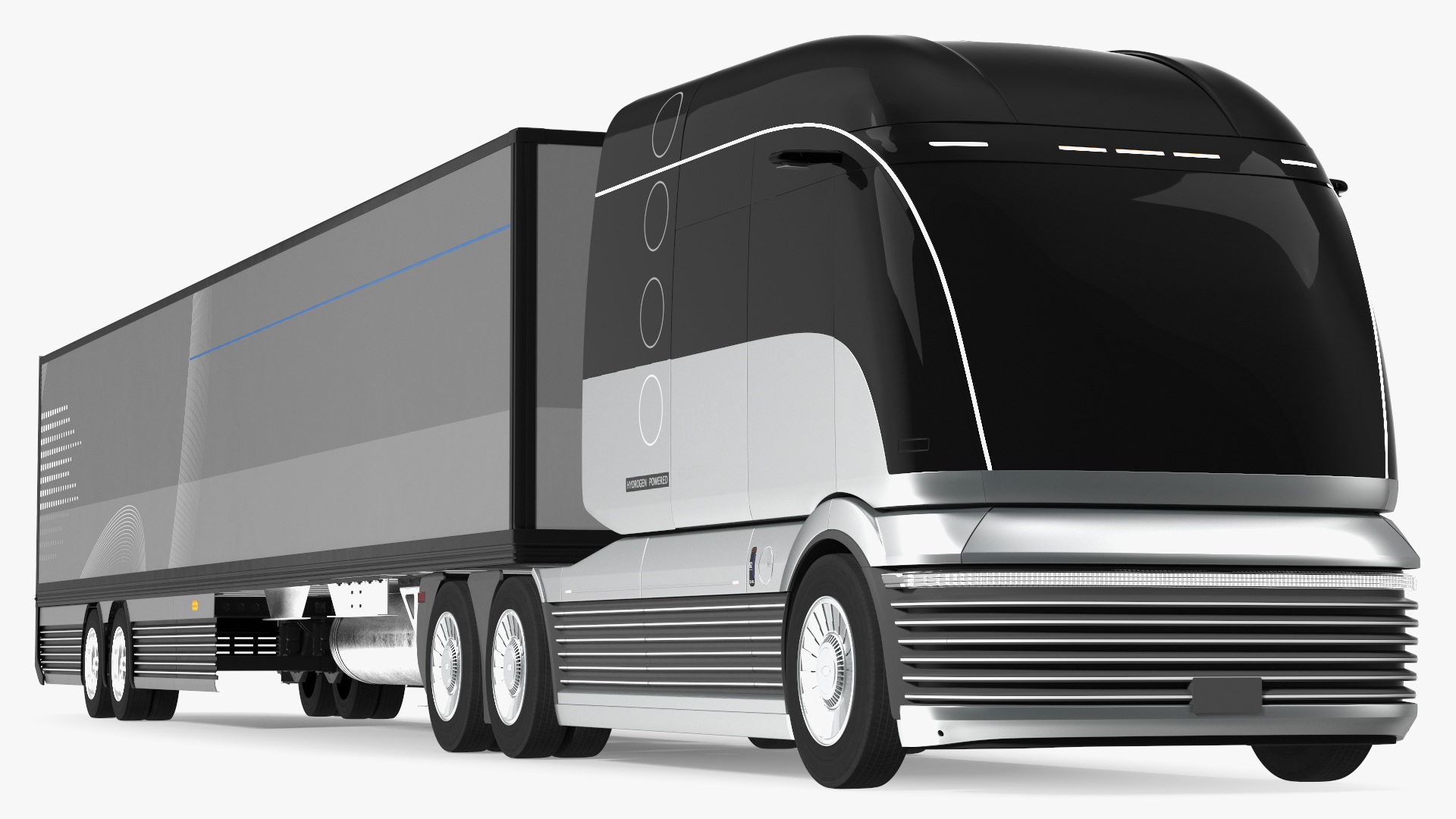 3D Futuristic Hydrogen Concept Semi Truck with Trailer