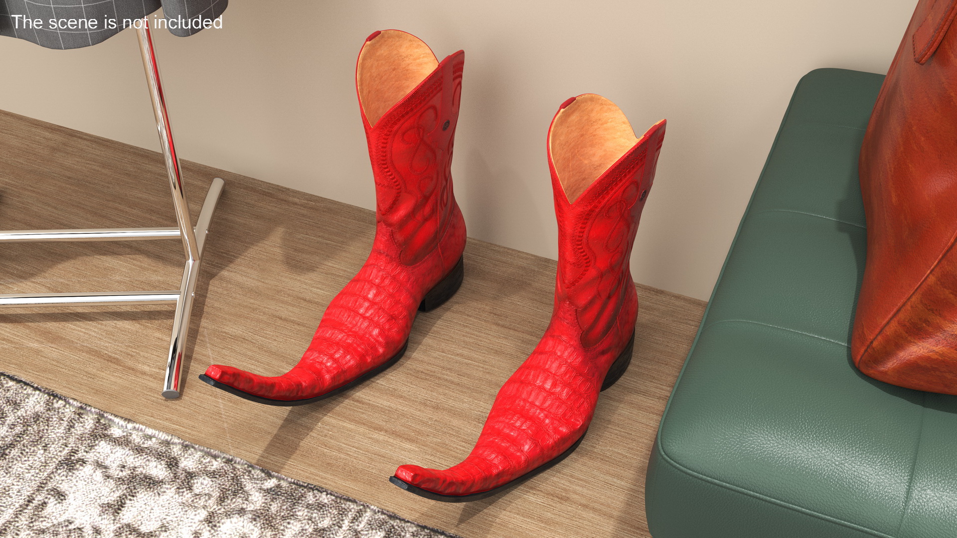 3D Mexican Guarachero Boots Red model