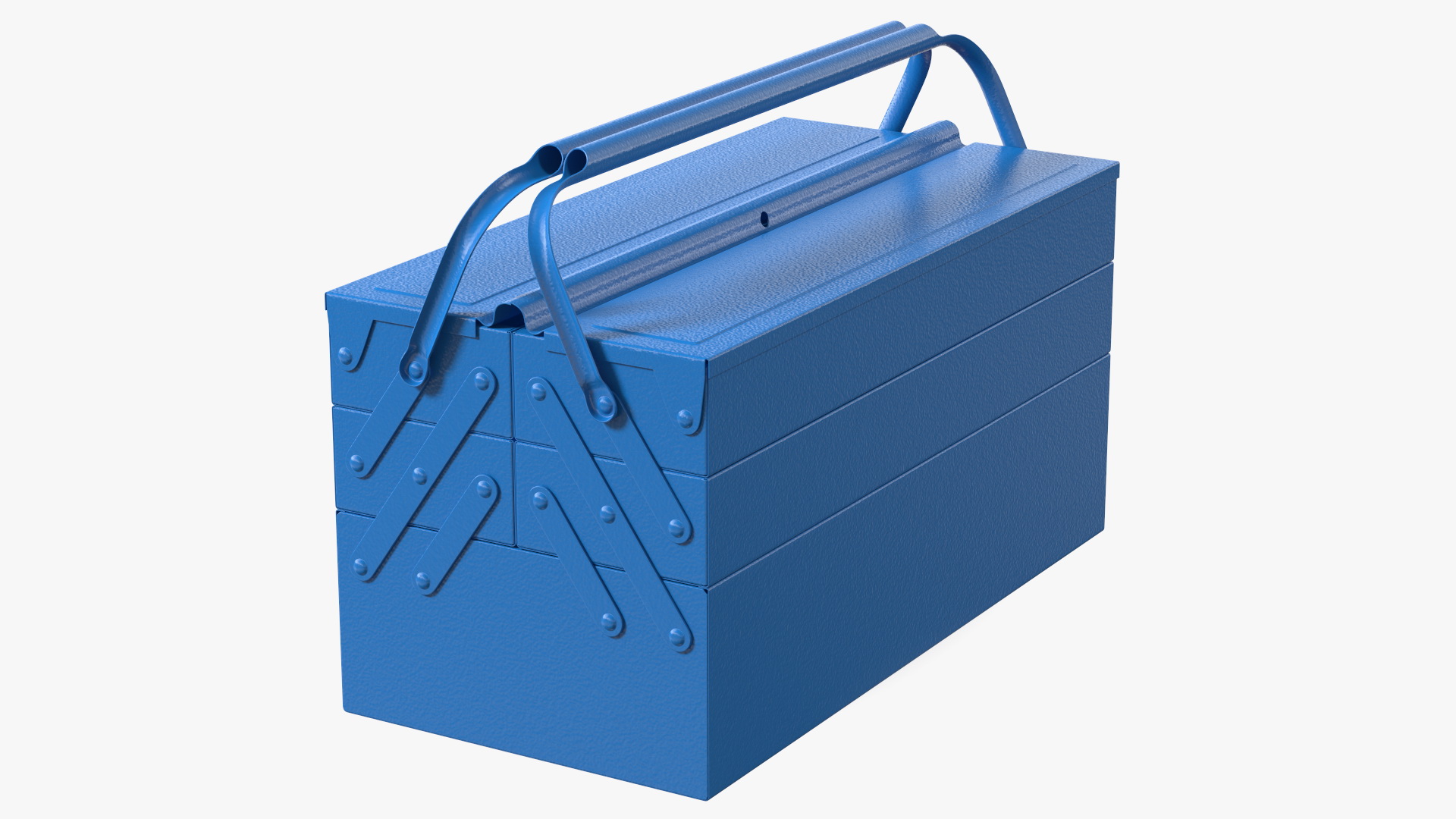 3D model Steel Toolbox with 5 Compartments Blue Rigged