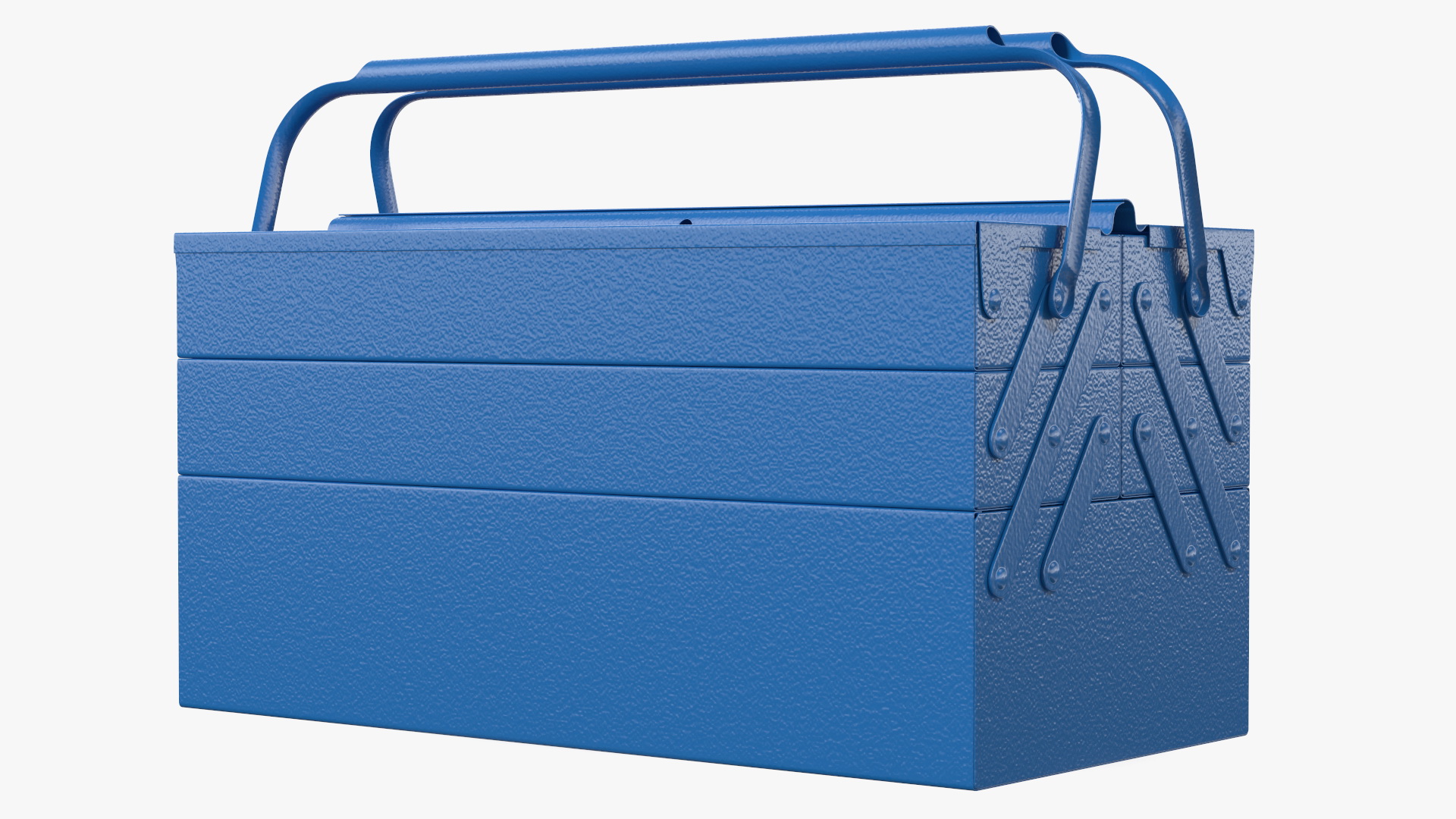 3D model Steel Toolbox with 5 Compartments Blue Rigged