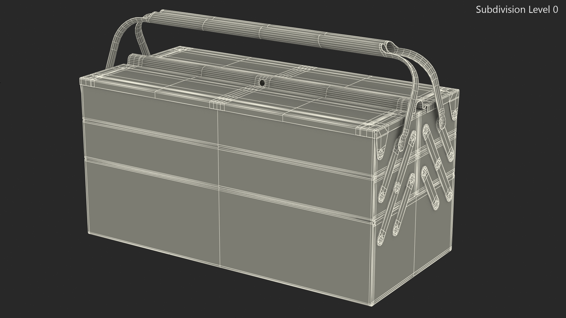 3D model Steel Toolbox with 5 Compartments Blue Rigged