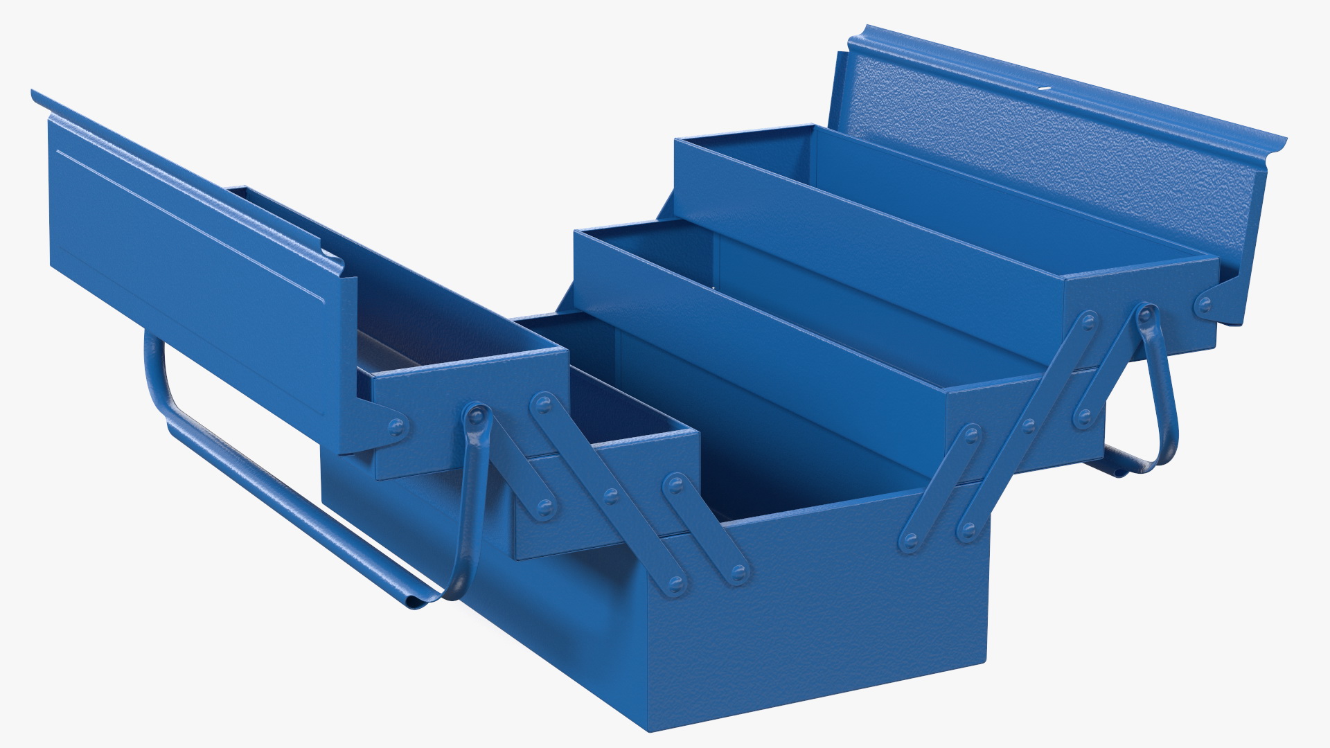 3D model Steel Toolbox with 5 Compartments Blue Rigged