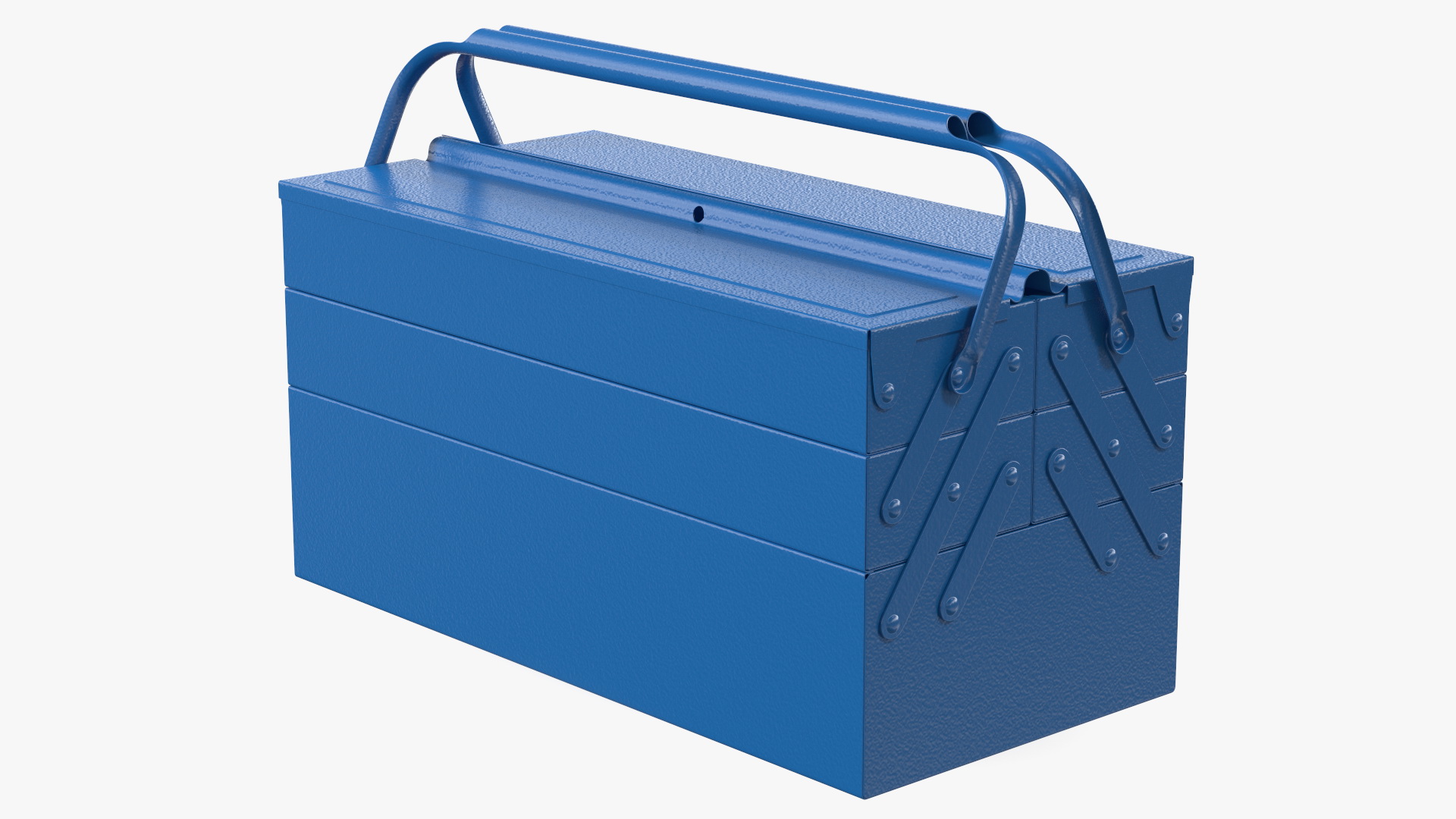 3D model Steel Toolbox with 5 Compartments Blue Rigged