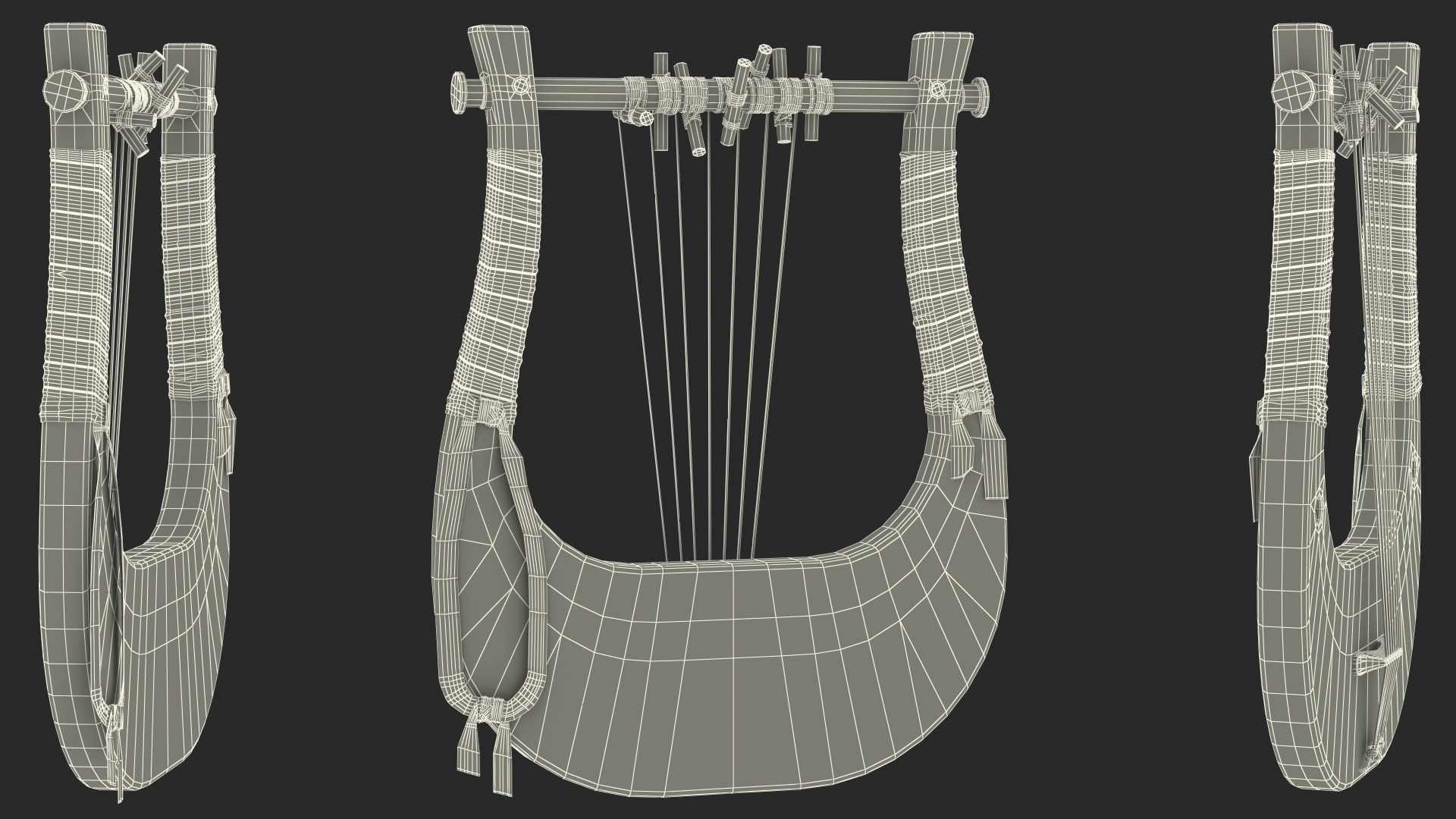 Classical Greek 7 String Lyre 3D model