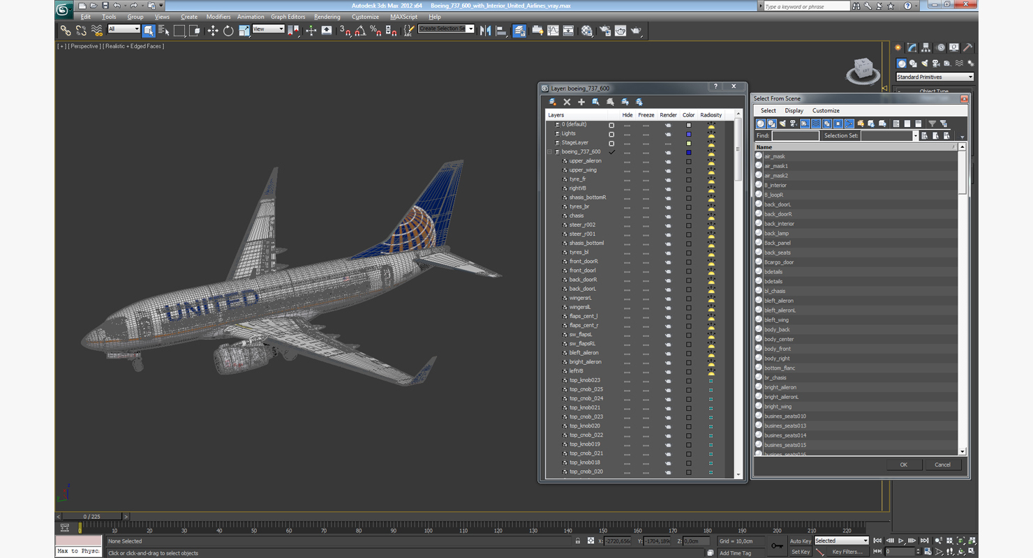 Boeing 737 600 with Interior United Airlines 3D model