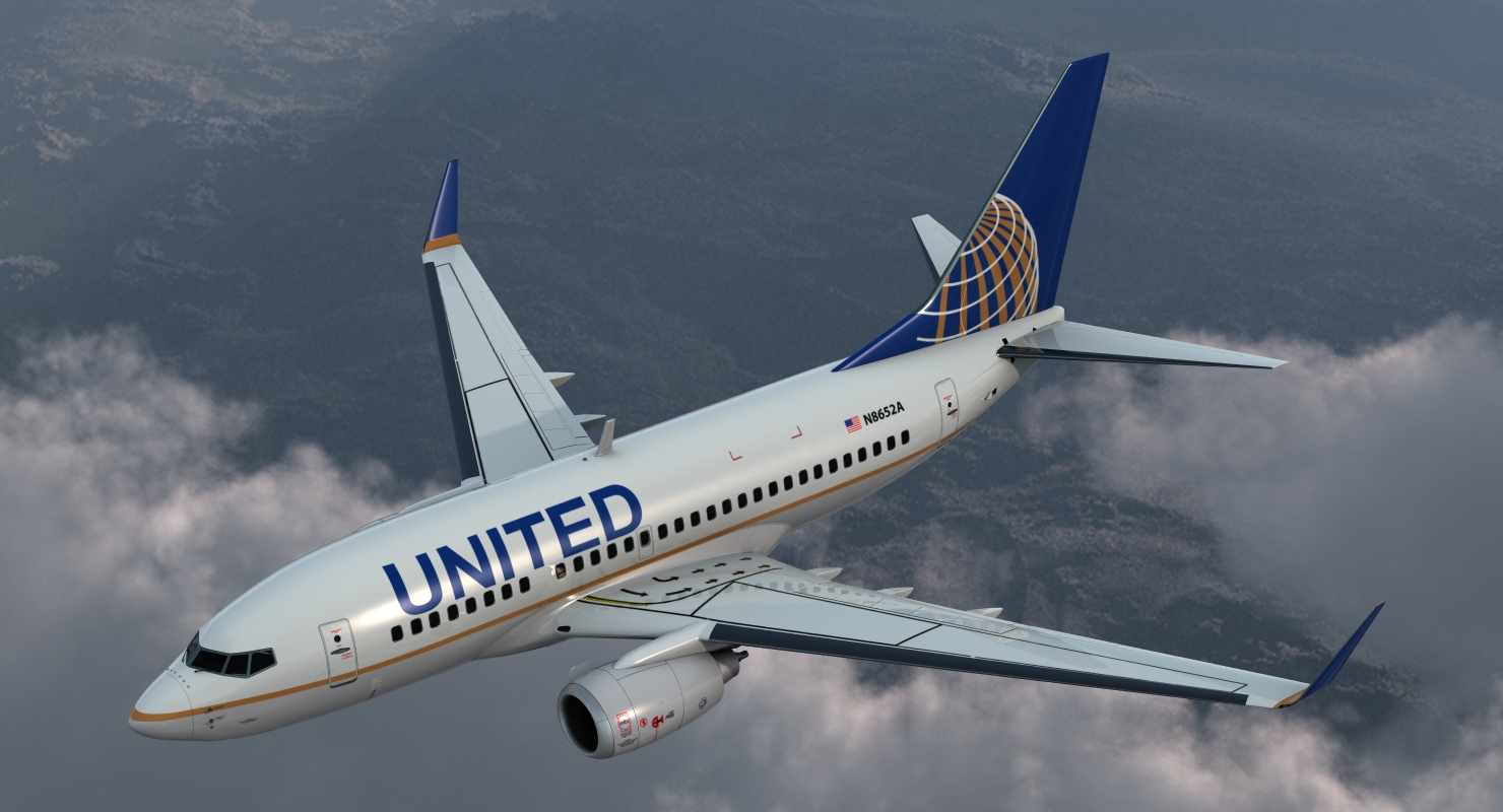 Boeing 737 600 with Interior United Airlines 3D model