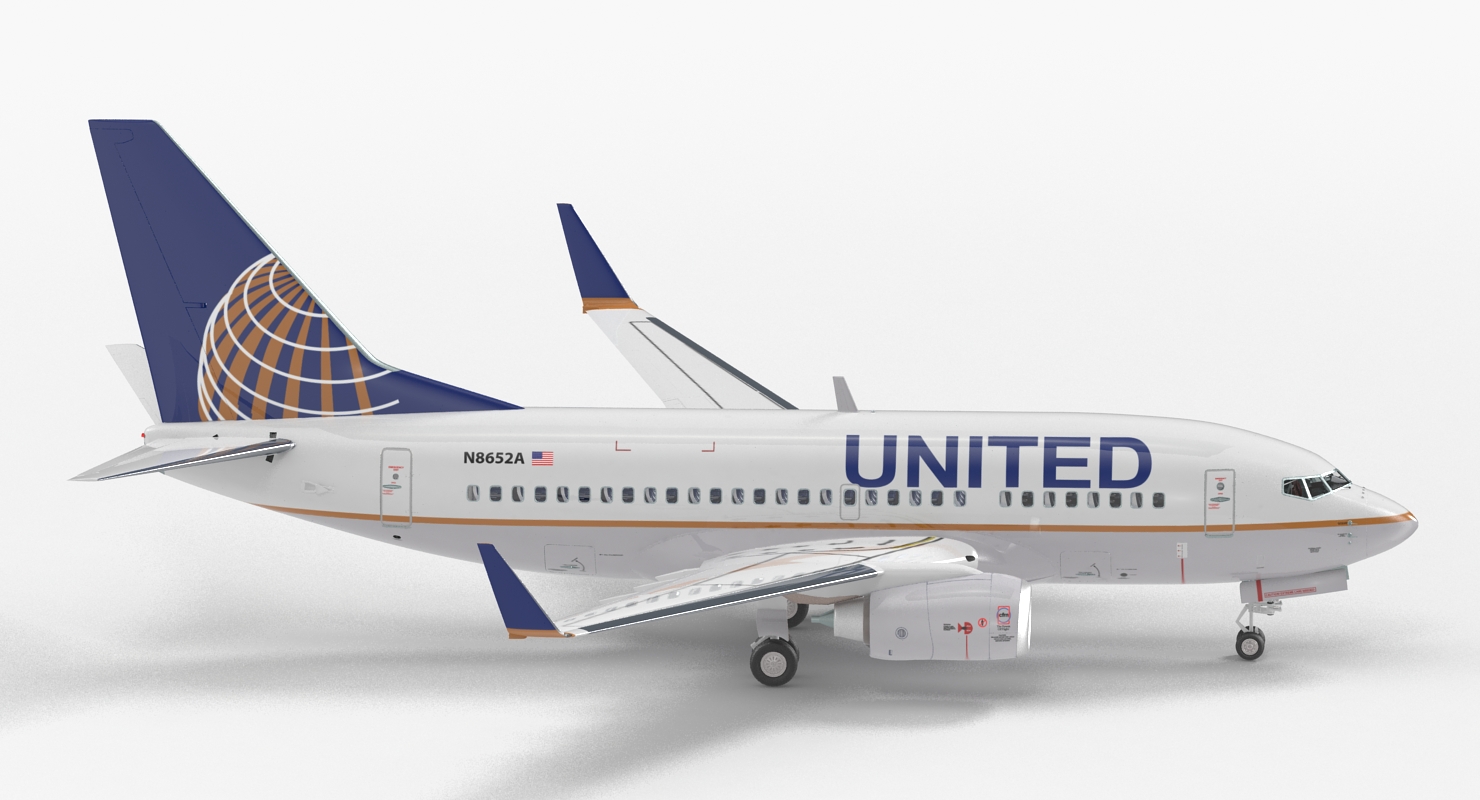 Boeing 737 600 with Interior United Airlines 3D model