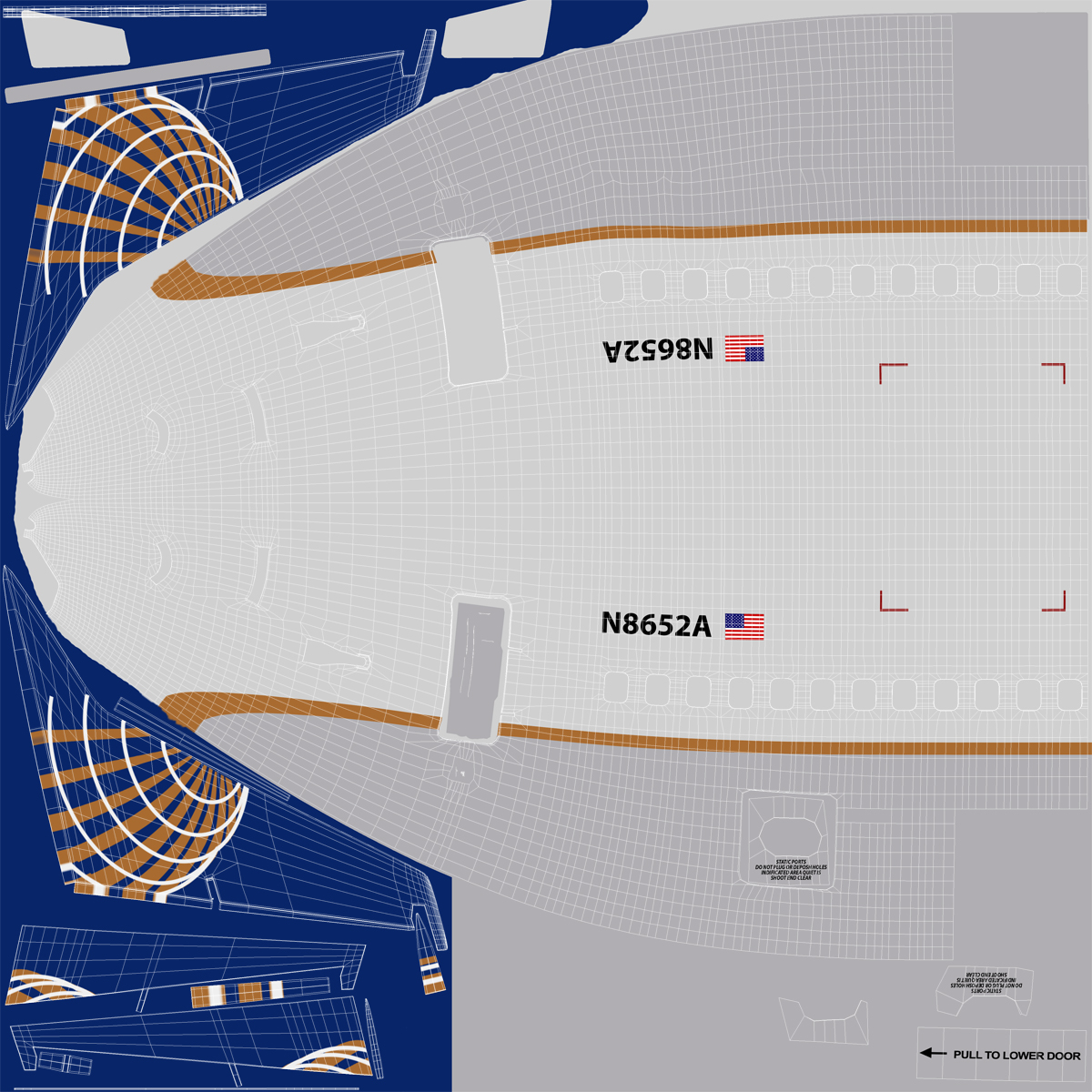 Boeing 737 600 with Interior United Airlines 3D model