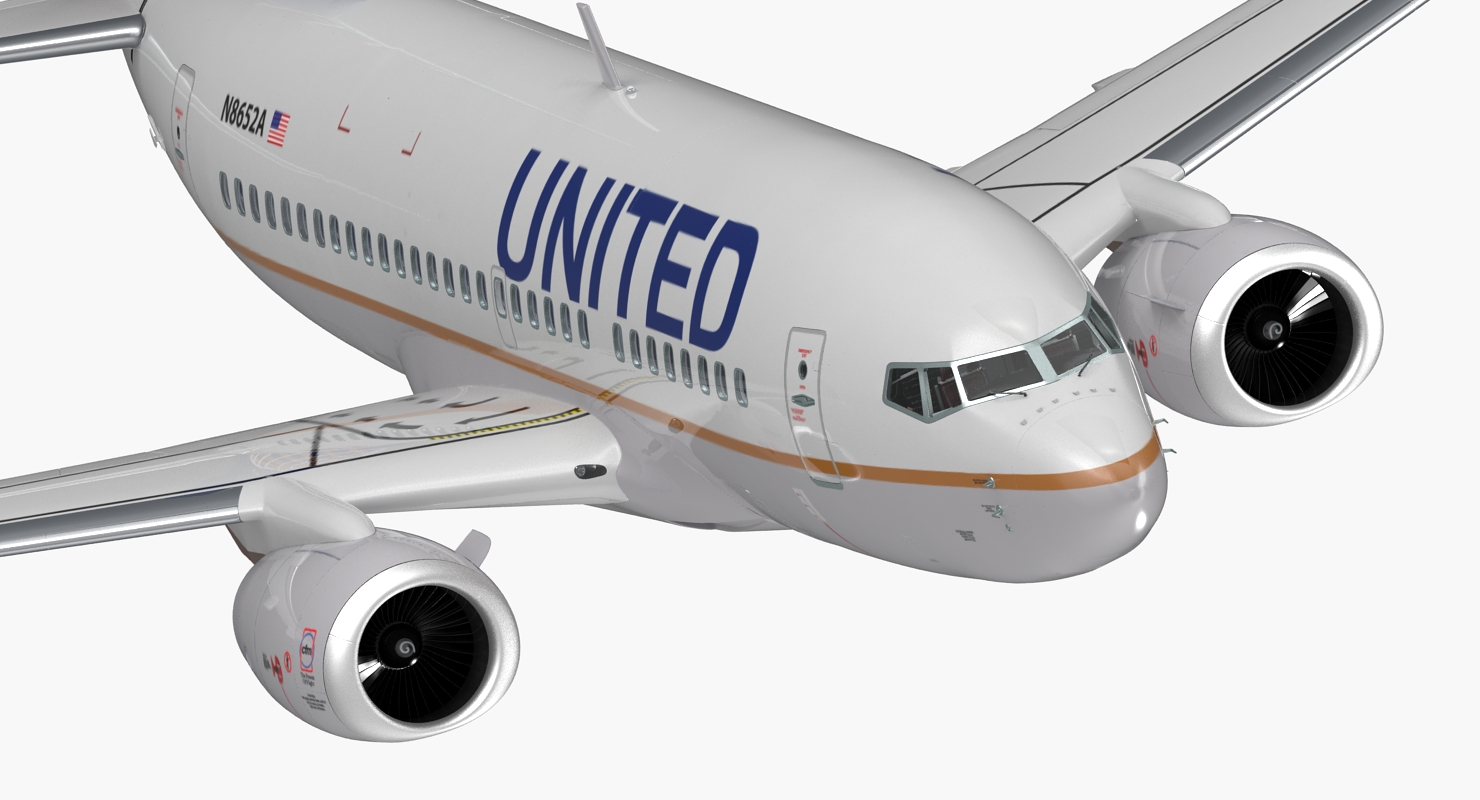 Boeing 737 600 with Interior United Airlines 3D model