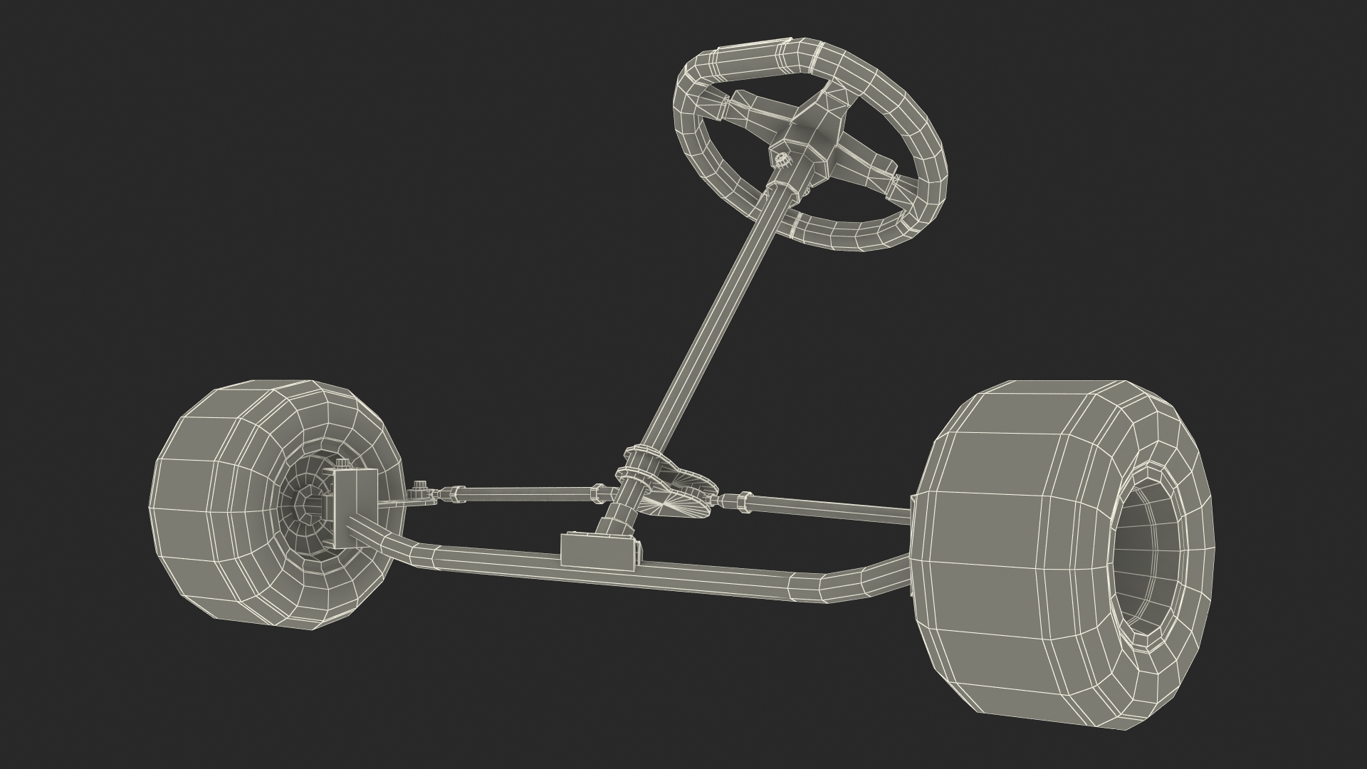 3D model Kart Front Steering Wheel Axle