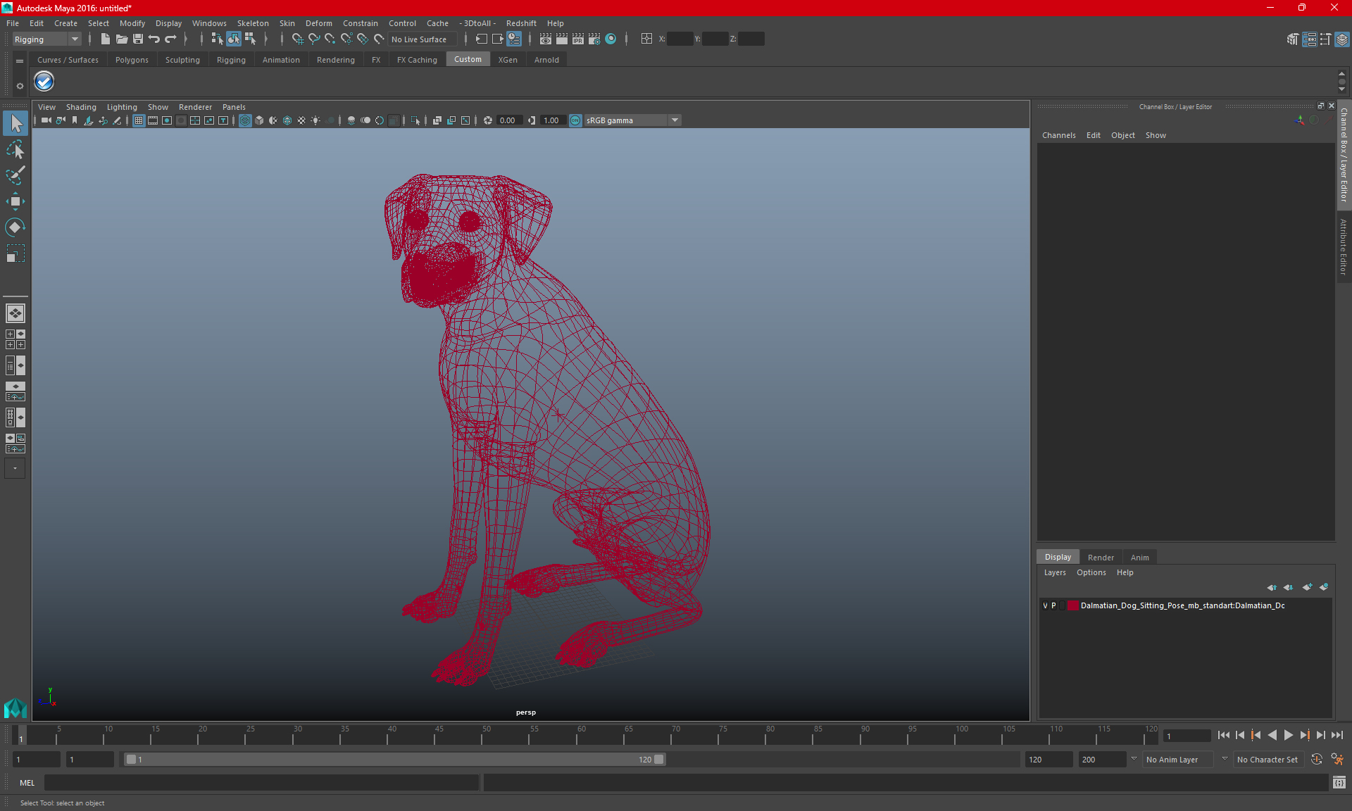 3D Dalmatian Dog Sitting Pose