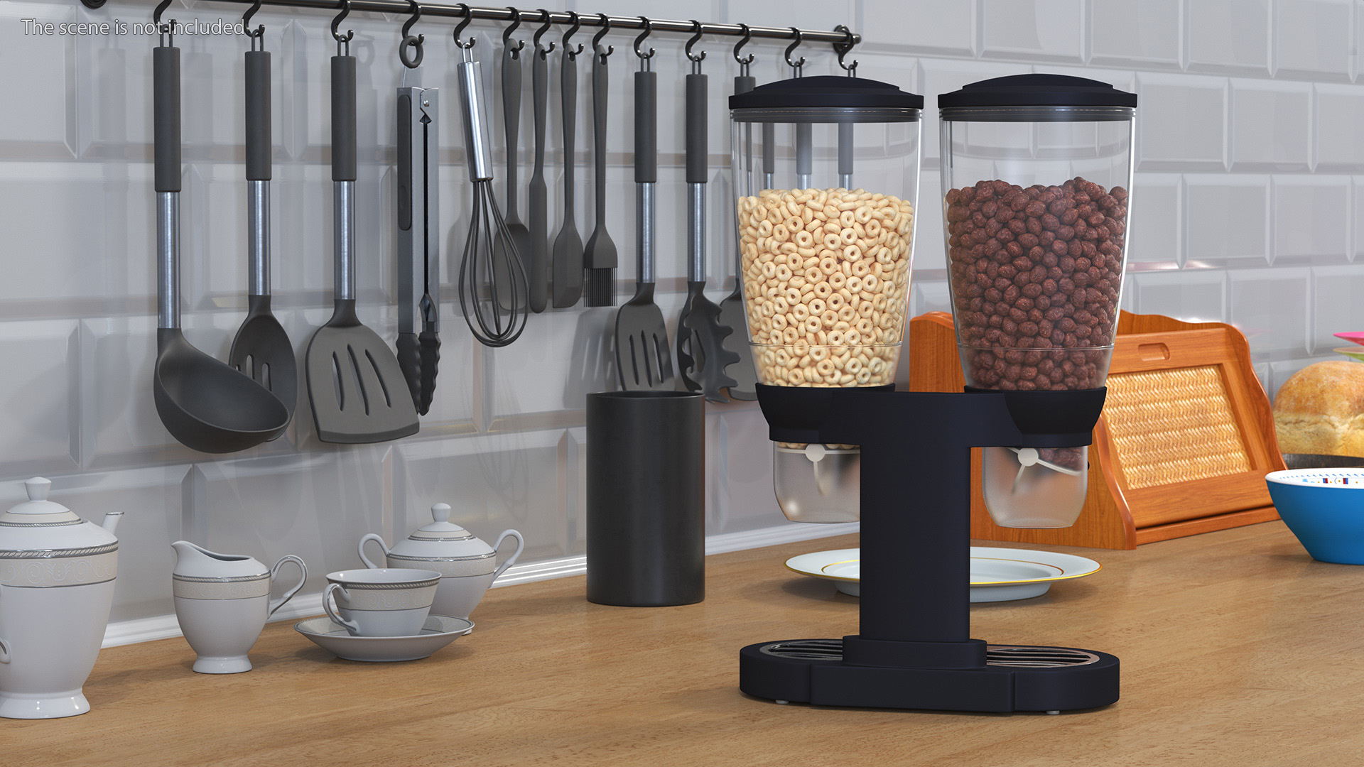 3D Dispensers for Dry Food with Cereal Black