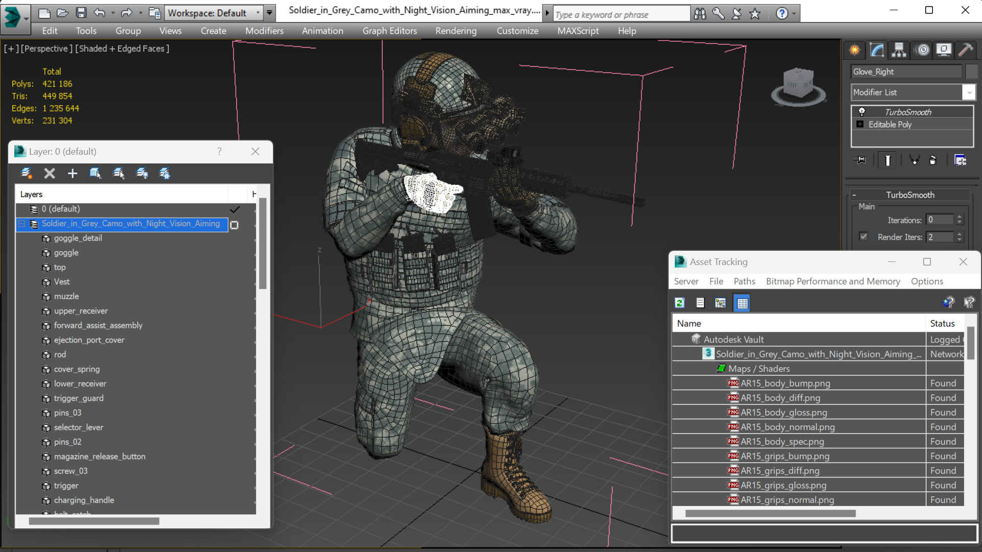 3D model Soldier in Grey Camo with Night Vision Aiming